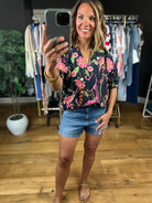 Stepping Away Floral Top-Short Sleeves-THML-Anna Kaytes Boutique, Women's Fashion Boutique in Grinnell, Iowa