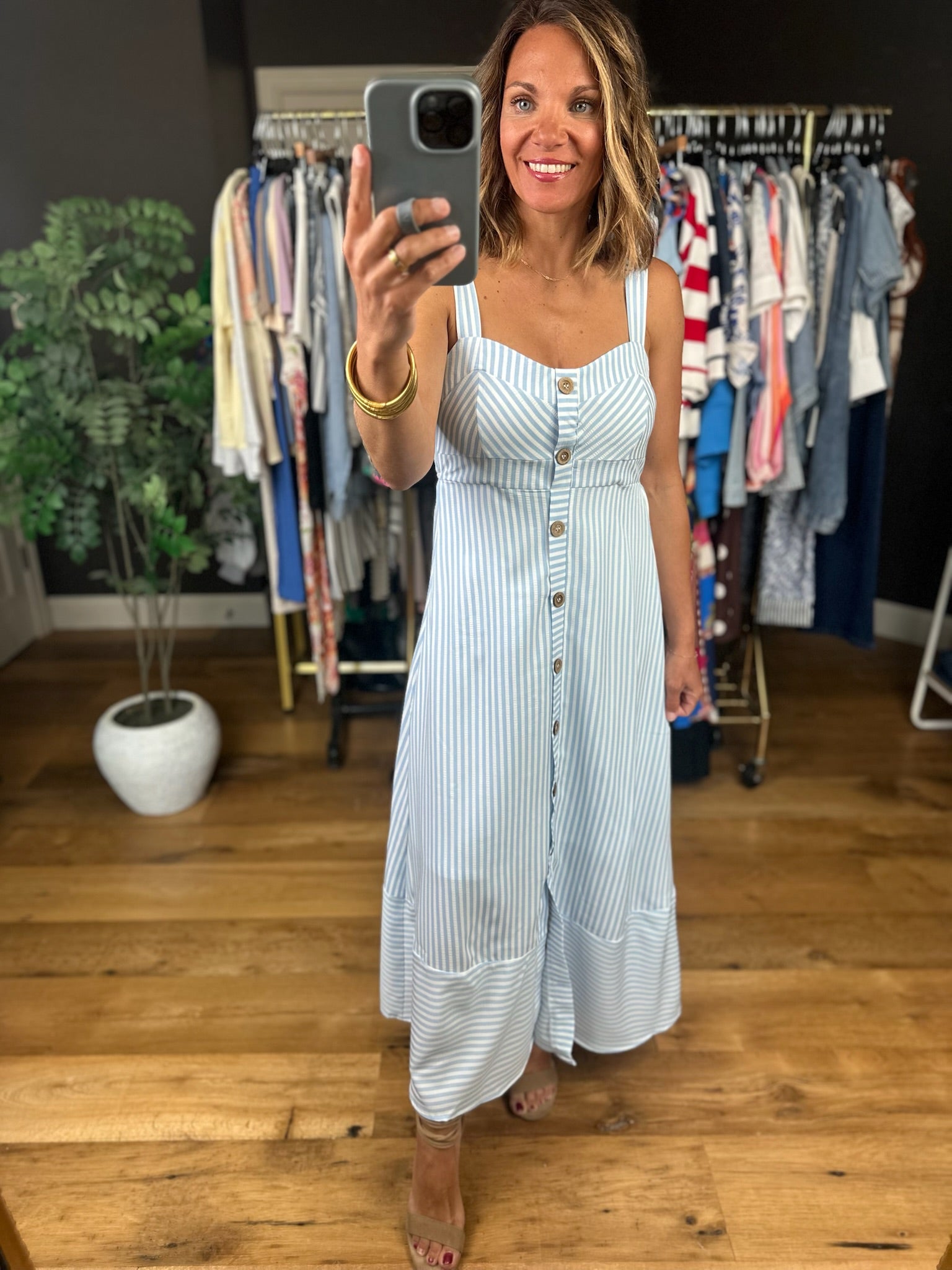 Sonoma Sips Striped Dress-Dresses-Blu Pepper-Anna Kaytes Boutique, Women's Fashion Boutique in Grinnell, Iowa