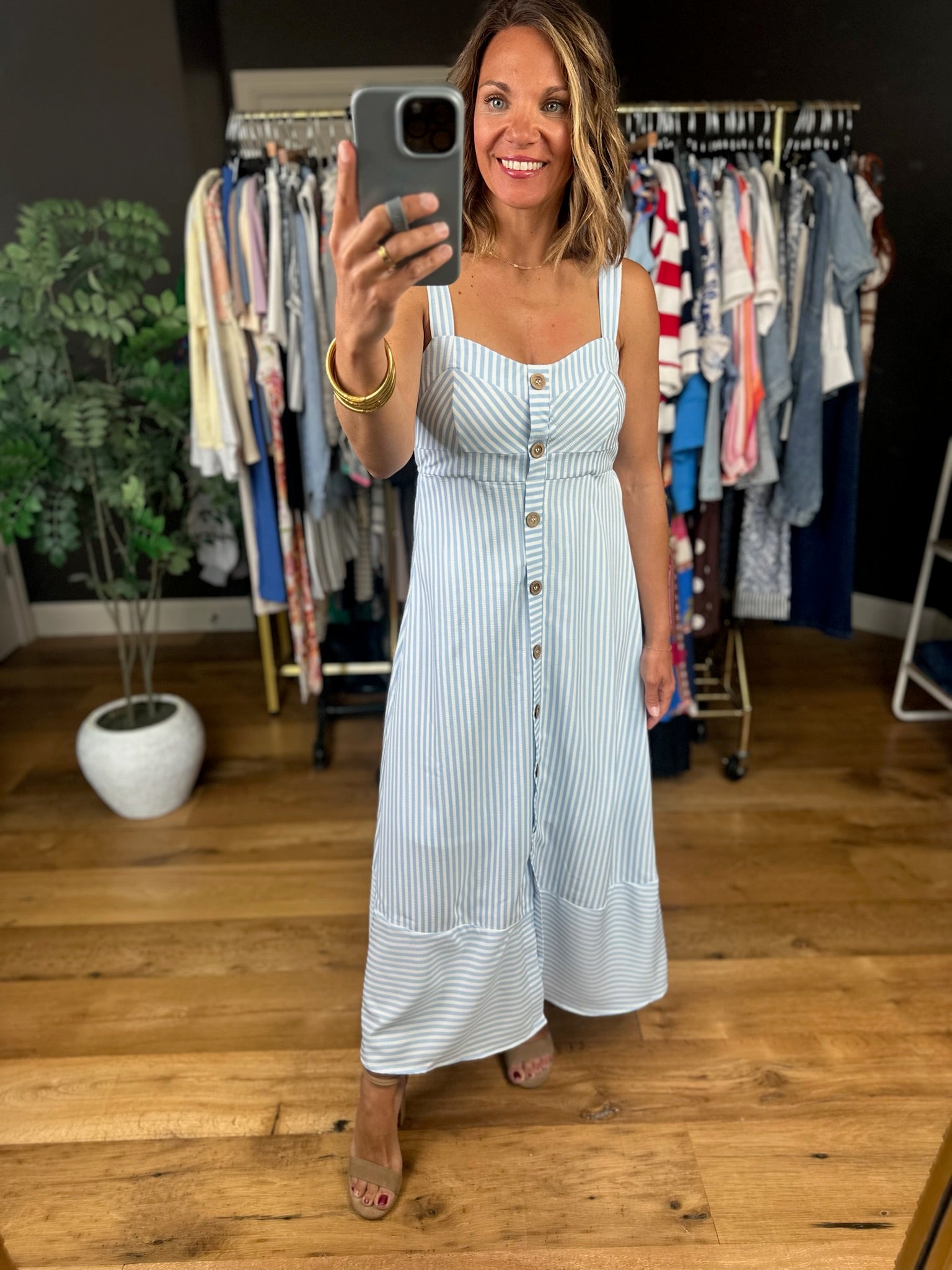 Sonoma Sips Striped Dress-Dresses-Blu Pepper-Anna Kaytes Boutique, Women's Fashion Boutique in Grinnell, Iowa