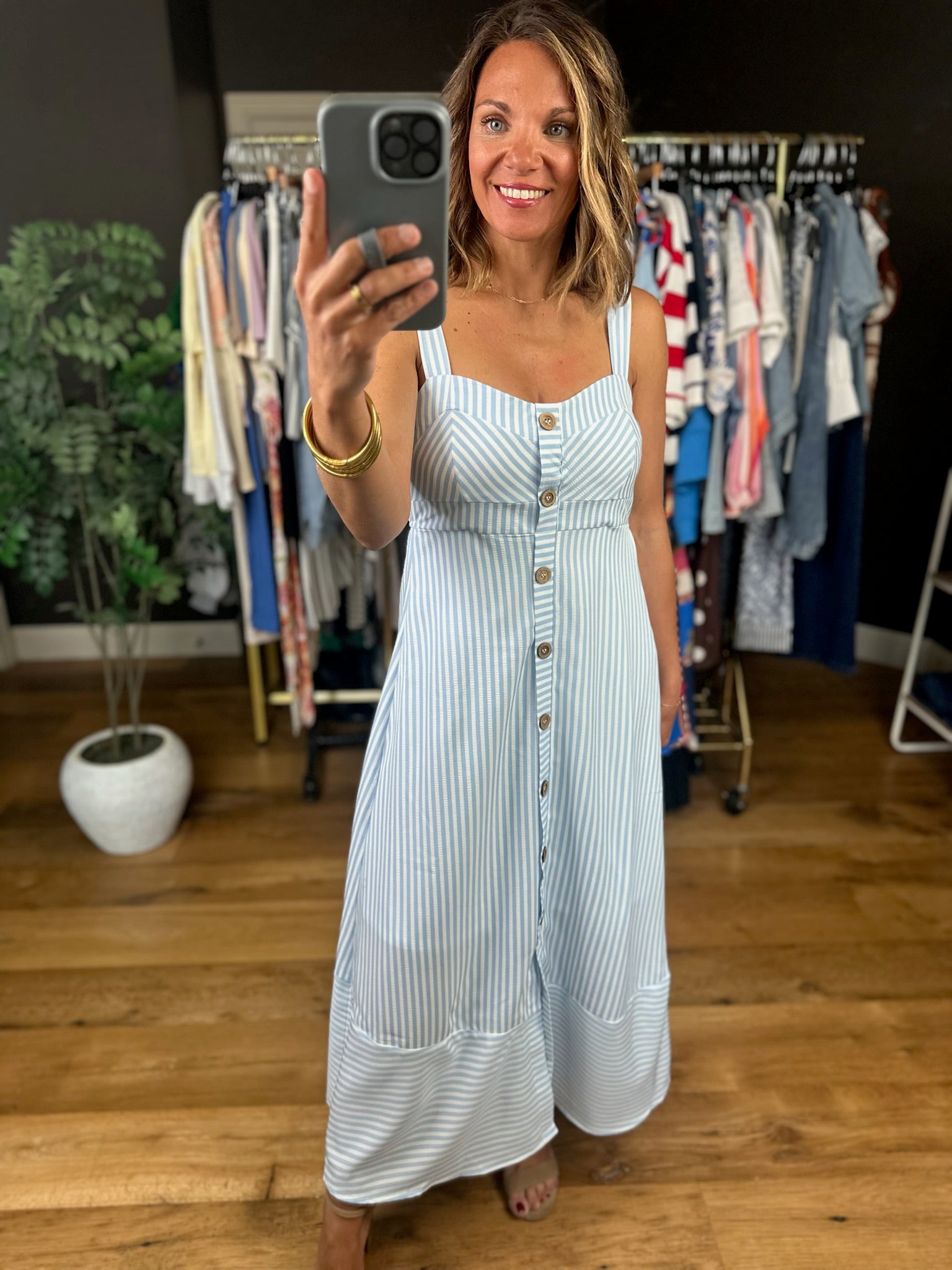 Sonoma Sips Striped Dress-Dresses-Blu Pepper-Anna Kaytes Boutique, Women's Fashion Boutique in Grinnell, Iowa