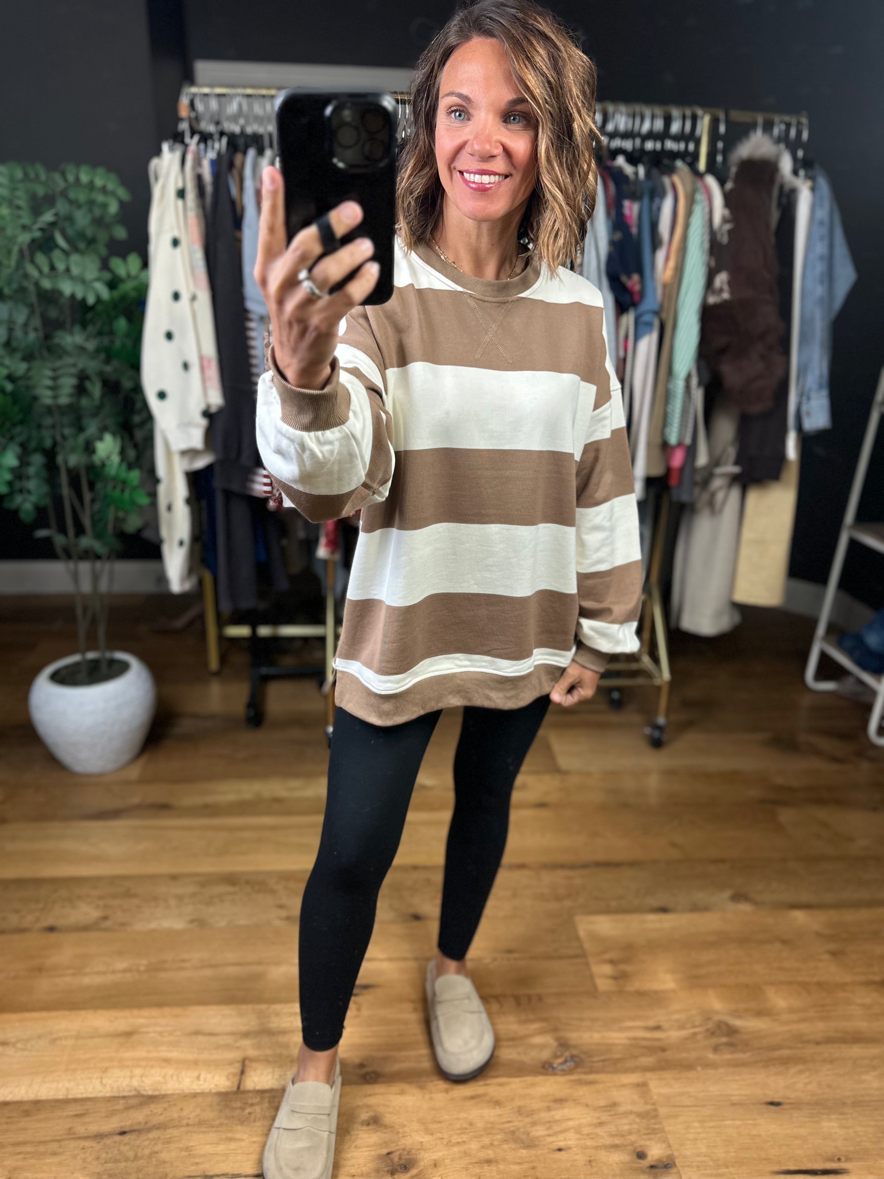 My Hero Oversized Wide Stripe Crewneck-Sweaters-JOA-Anna Kaytes Boutique, Women's Fashion Boutique in Grinnell, Iowa
