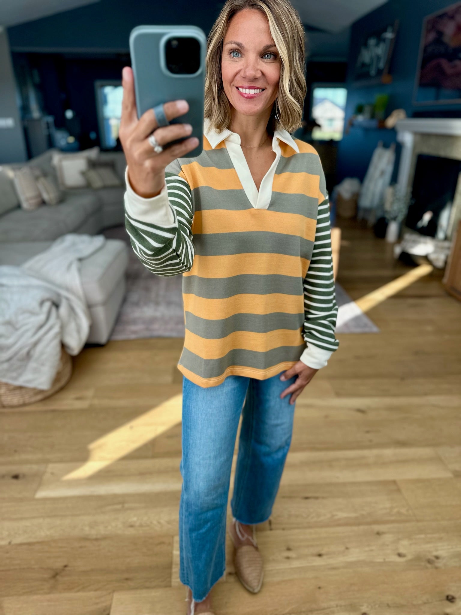 An Easy Edge Rugby Striped Top-Doe & Rae-Anna Kaytes Boutique, Women's Fashion Boutique in Grinnell, Iowa