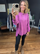 Back & Forth Brushed Fleece Henley - Multiple Options-Long Sleeves-Zenana HT-2321A-Anna Kaytes Boutique, Women's Fashion Boutique in Grinnell, Iowa