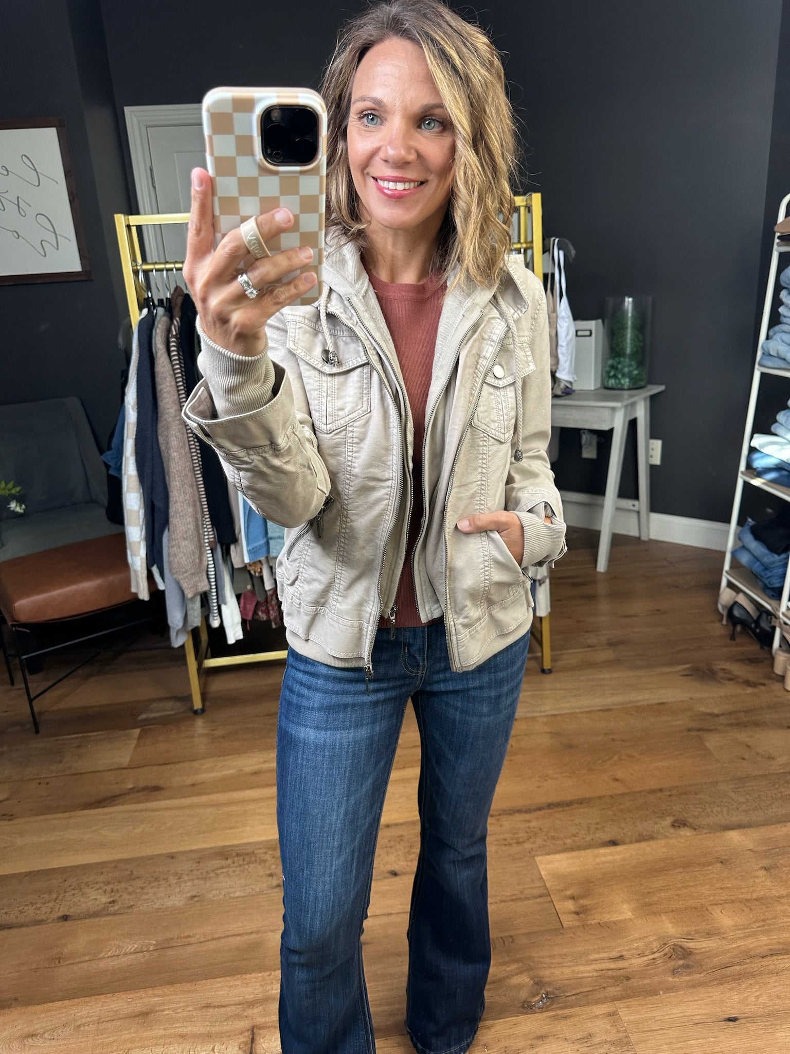 Never Look Back Hooded Vegan Leather Moto Jacket - Cream-Jackets-La Caolition-Anna Kaytes Boutique, Women's Fashion Boutique in Grinnell, Iowa