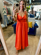 Sunkiss Summer Bow-Detail Dress - Orange Red-Entro-Anna Kaytes Boutique, Women's Fashion Boutique in Grinnell, Iowa