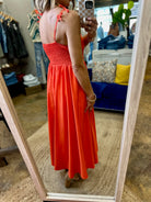 Sunkiss Summer Bow-Detail Dress - Orange Red-Entro-Anna Kaytes Boutique, Women's Fashion Boutique in Grinnell, Iowa