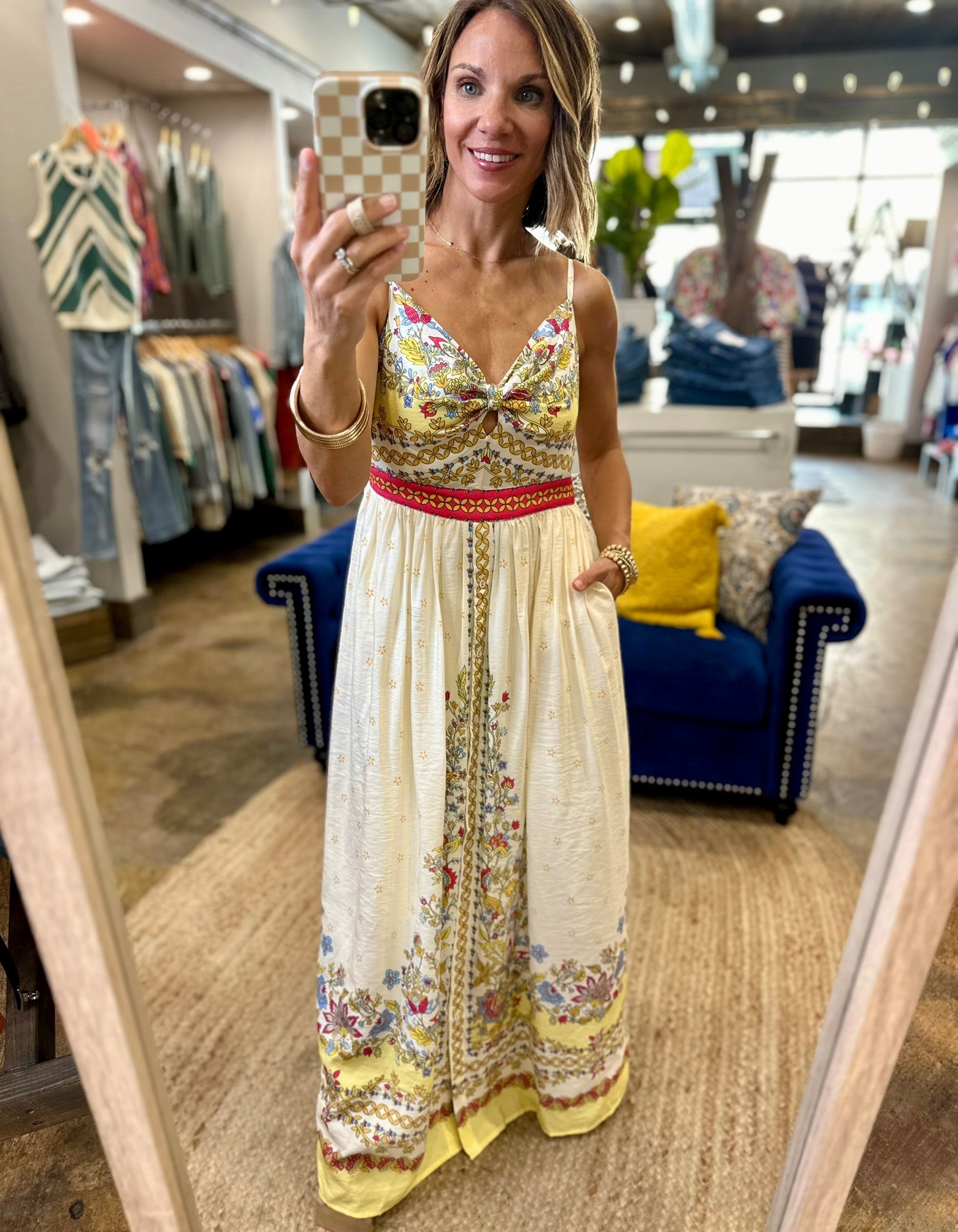 Find Your Path Pocket Maxi Dress - Yellow Multi-Skies Are Blue-Anna Kaytes Boutique, Women's Fashion Boutique in Grinnell, Iowa