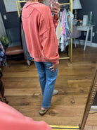 More Important Raw Hem Crewneck Top - Burnt Orange-Easel-Anna Kaytes Boutique, Women's Fashion Boutique in Grinnell, Iowa