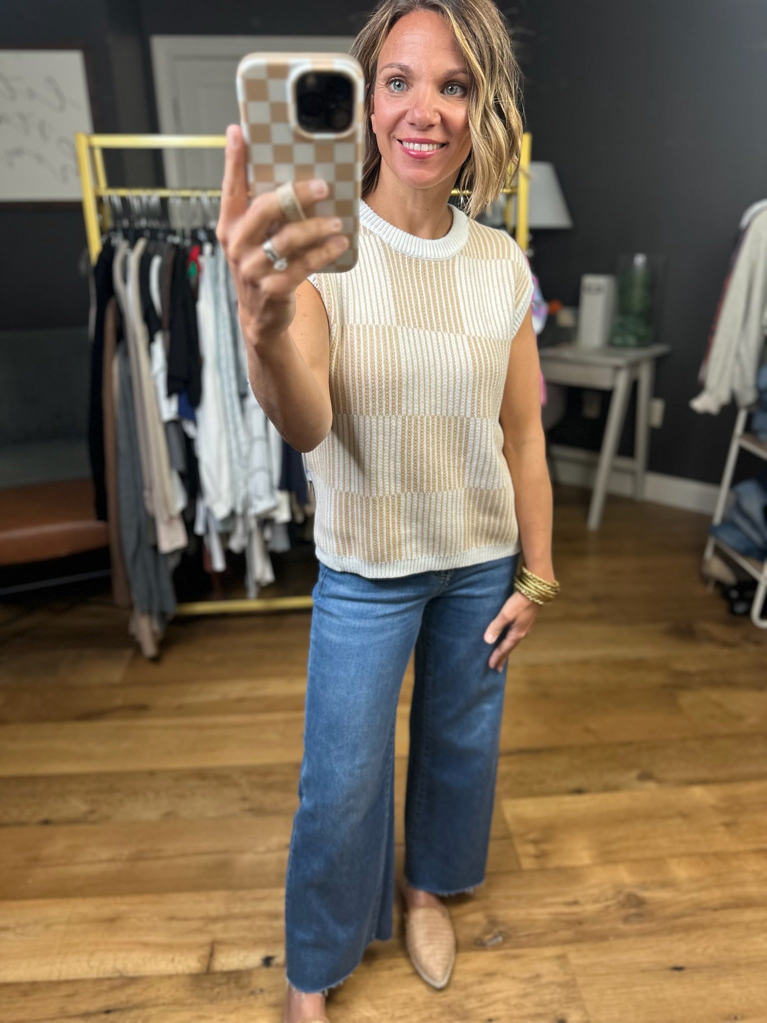 Make This Right Textured Checkered Top-Jodifl-Anna Kaytes Boutique, Women's Fashion Boutique in Grinnell, Iowa