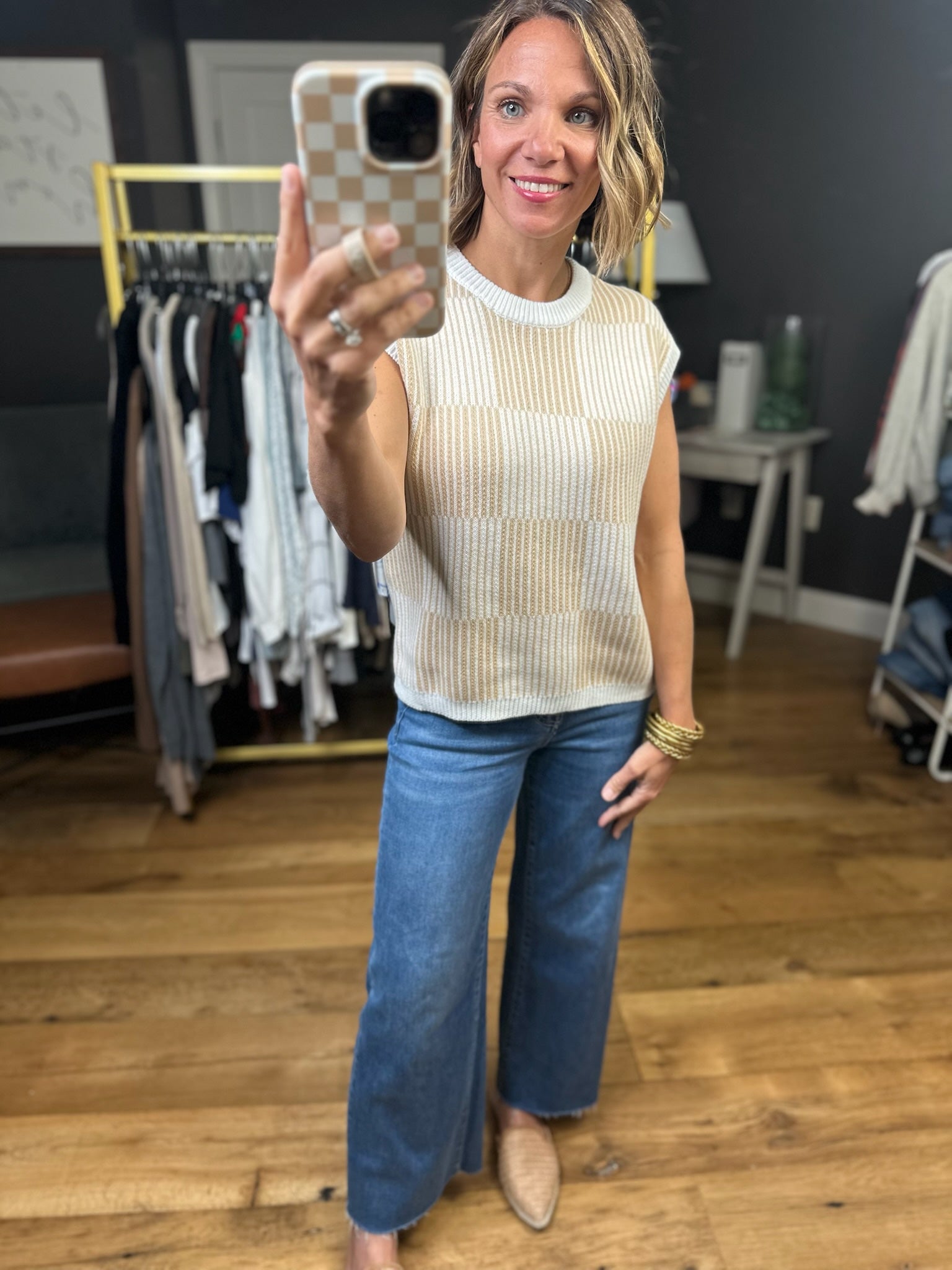 Make This Right Textured Checkered Top-Jodifl-Anna Kaytes Boutique, Women's Fashion Boutique in Grinnell, Iowa