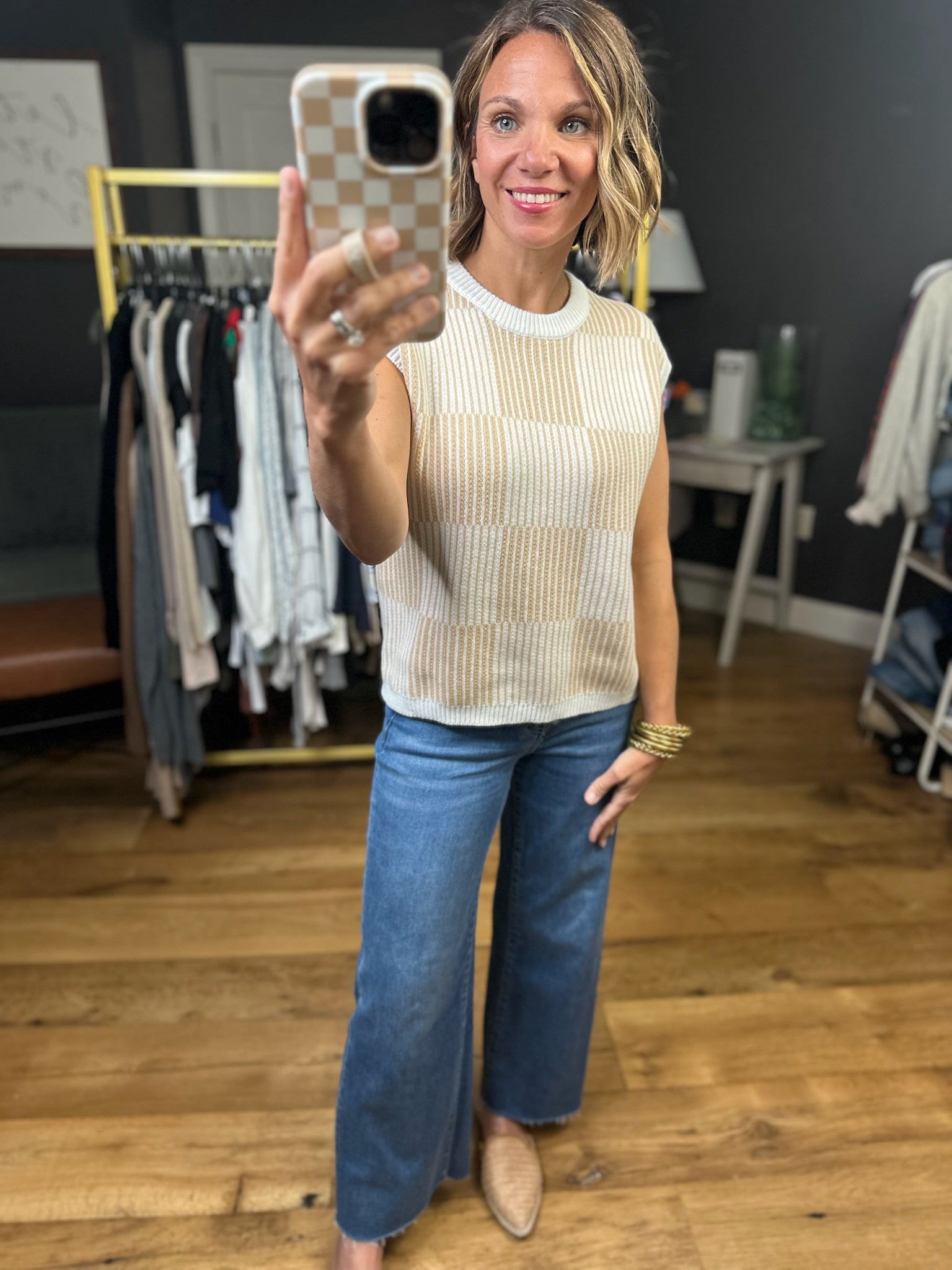 Make This Right Textured Checkered Top-Jodifl-Anna Kaytes Boutique, Women's Fashion Boutique in Grinnell, Iowa