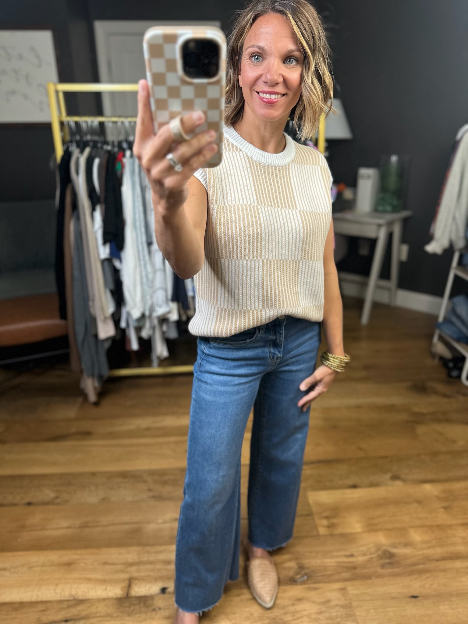 Make This Right Textured Checkered Top-Jodifl-Anna Kaytes Boutique, Women's Fashion Boutique in Grinnell, Iowa