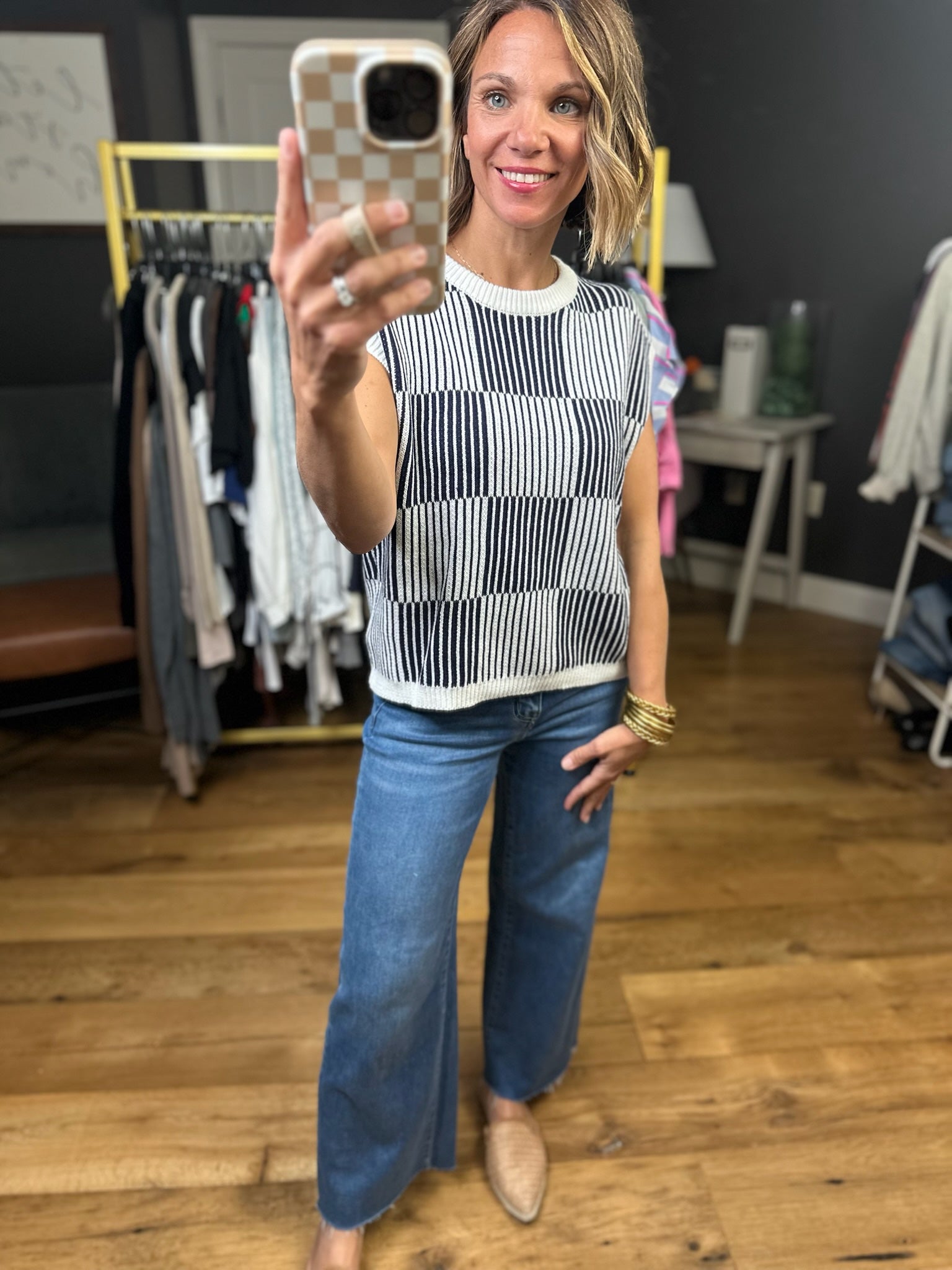 Make This Right Textured Checkered Top-Jodifl-Anna Kaytes Boutique, Women's Fashion Boutique in Grinnell, Iowa