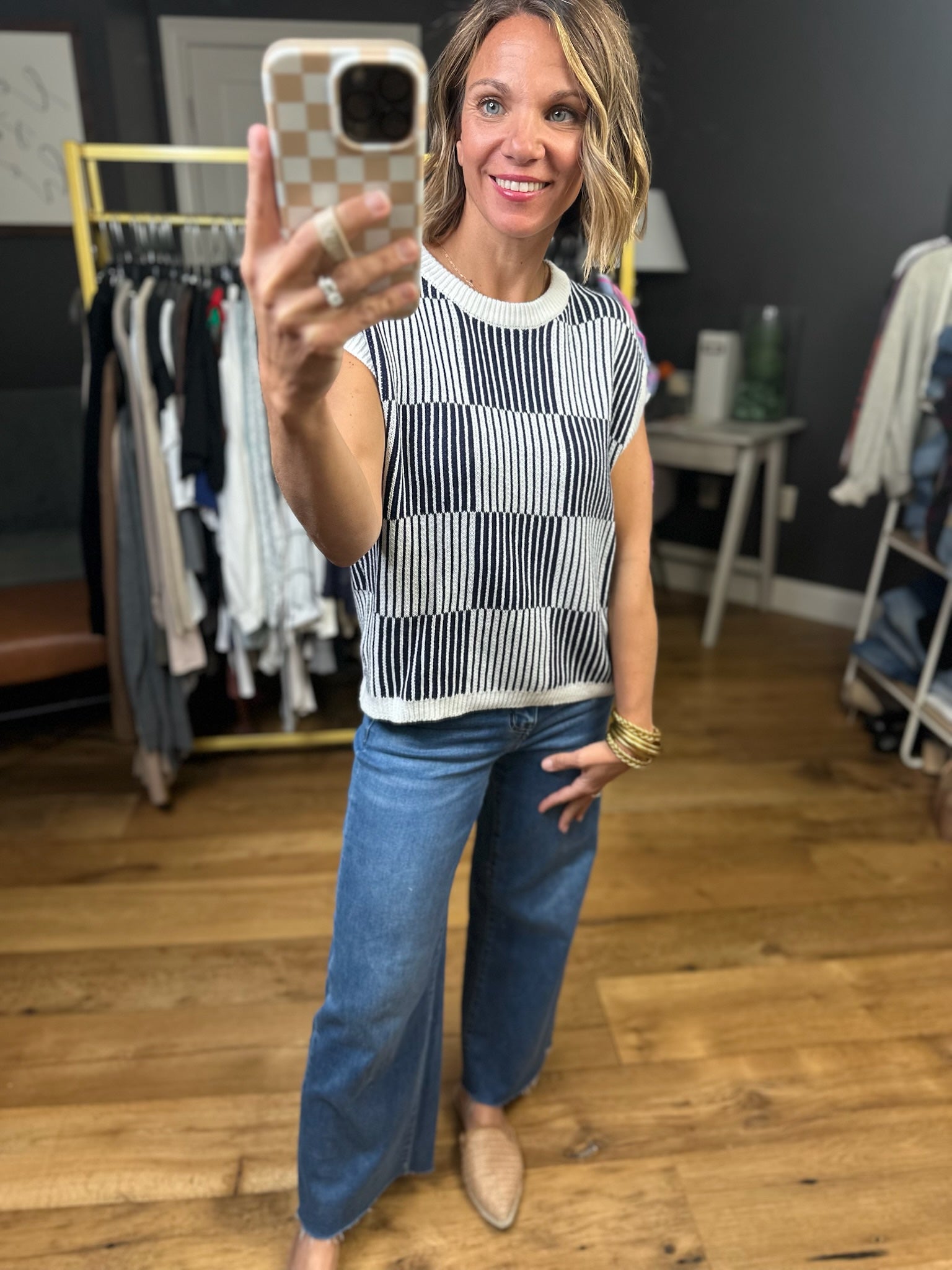 Make This Right Textured Checkered Top-Jodifl-Anna Kaytes Boutique, Women's Fashion Boutique in Grinnell, Iowa