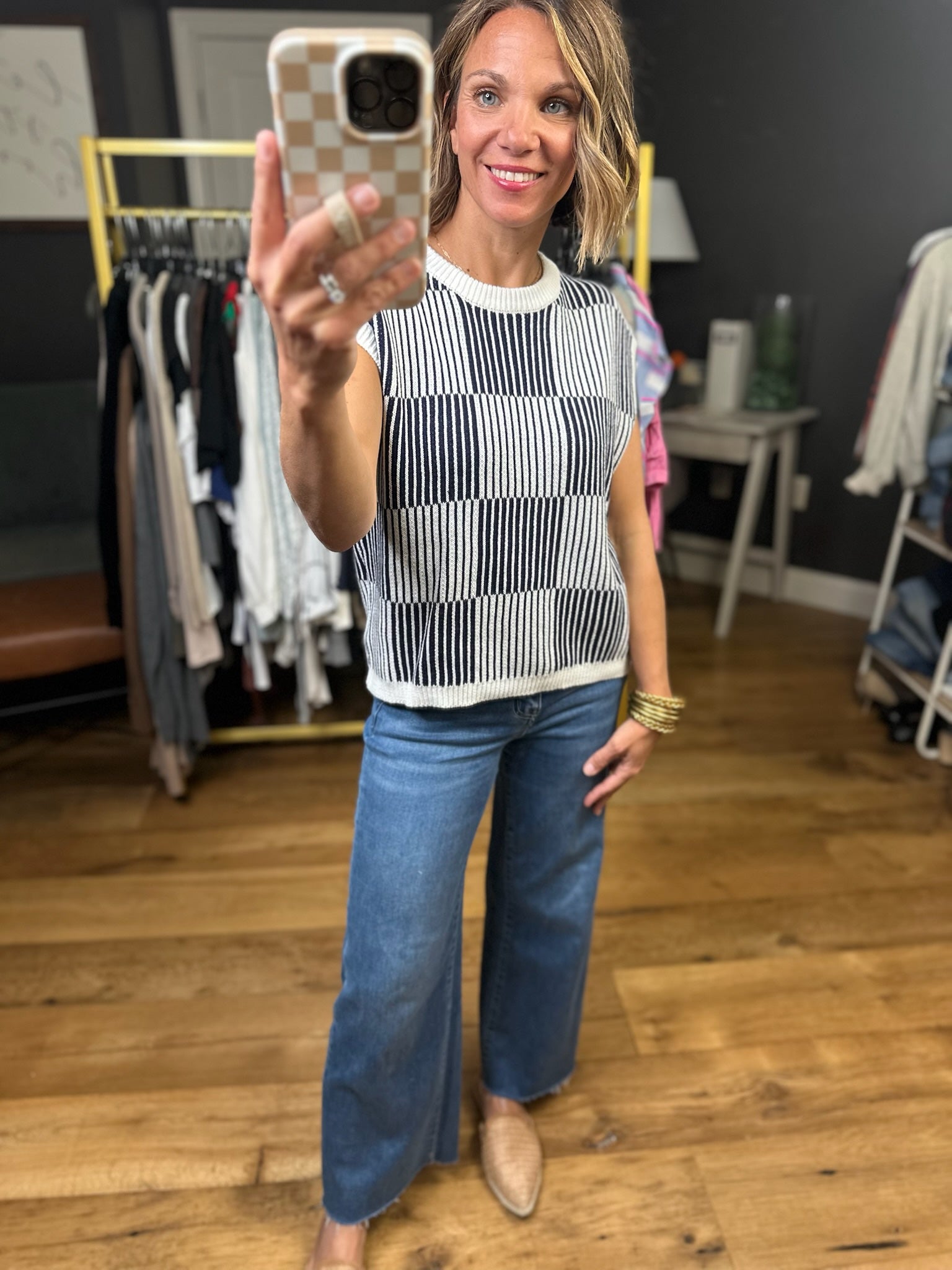 Make This Right Textured Checkered Top - Multiple Options-Jodifl-Anna Kaytes Boutique, Women's Fashion Boutique in Grinnell, Iowa