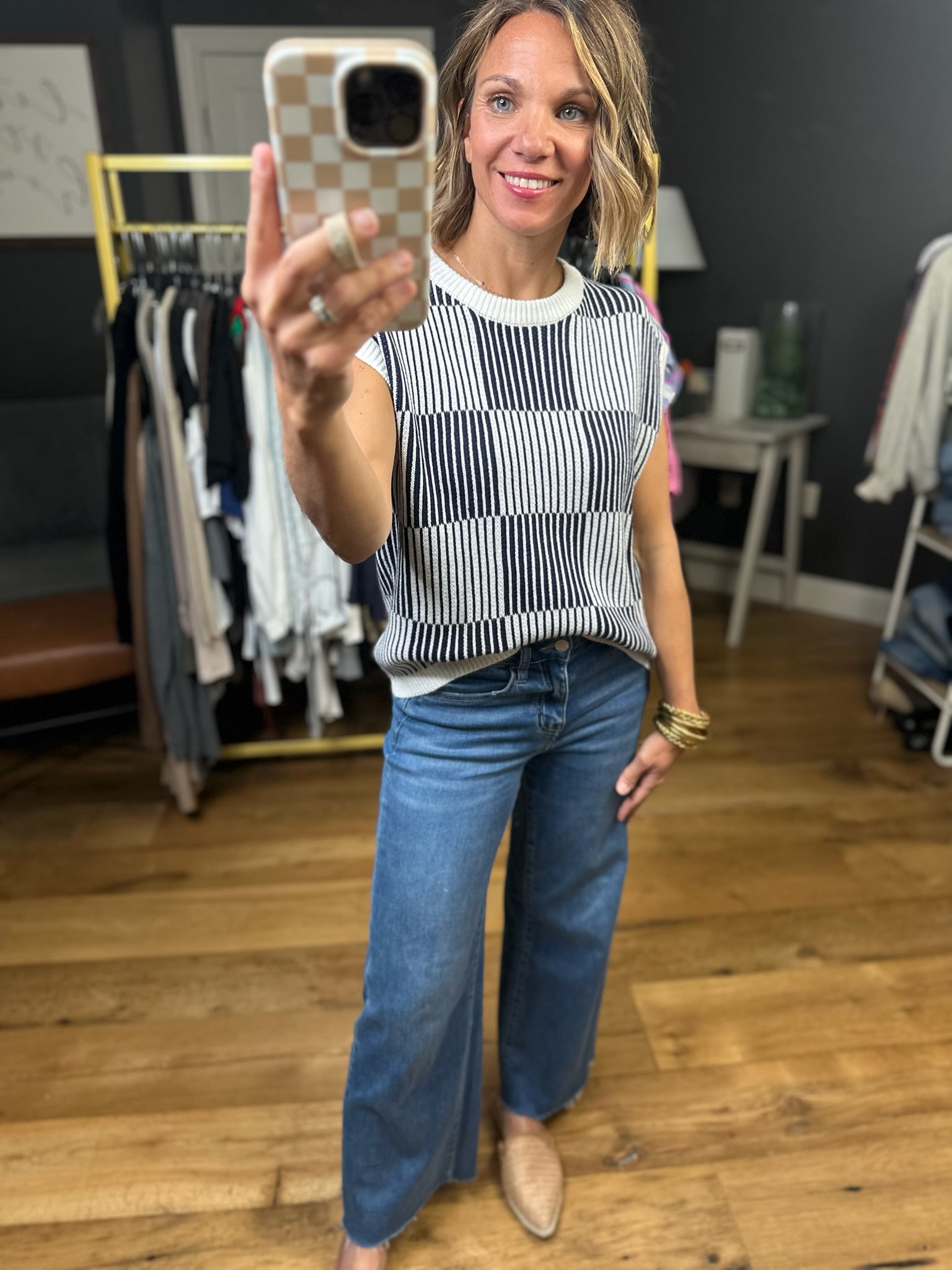 Make This Right Textured Checkered Top-Jodifl-Anna Kaytes Boutique, Women's Fashion Boutique in Grinnell, Iowa