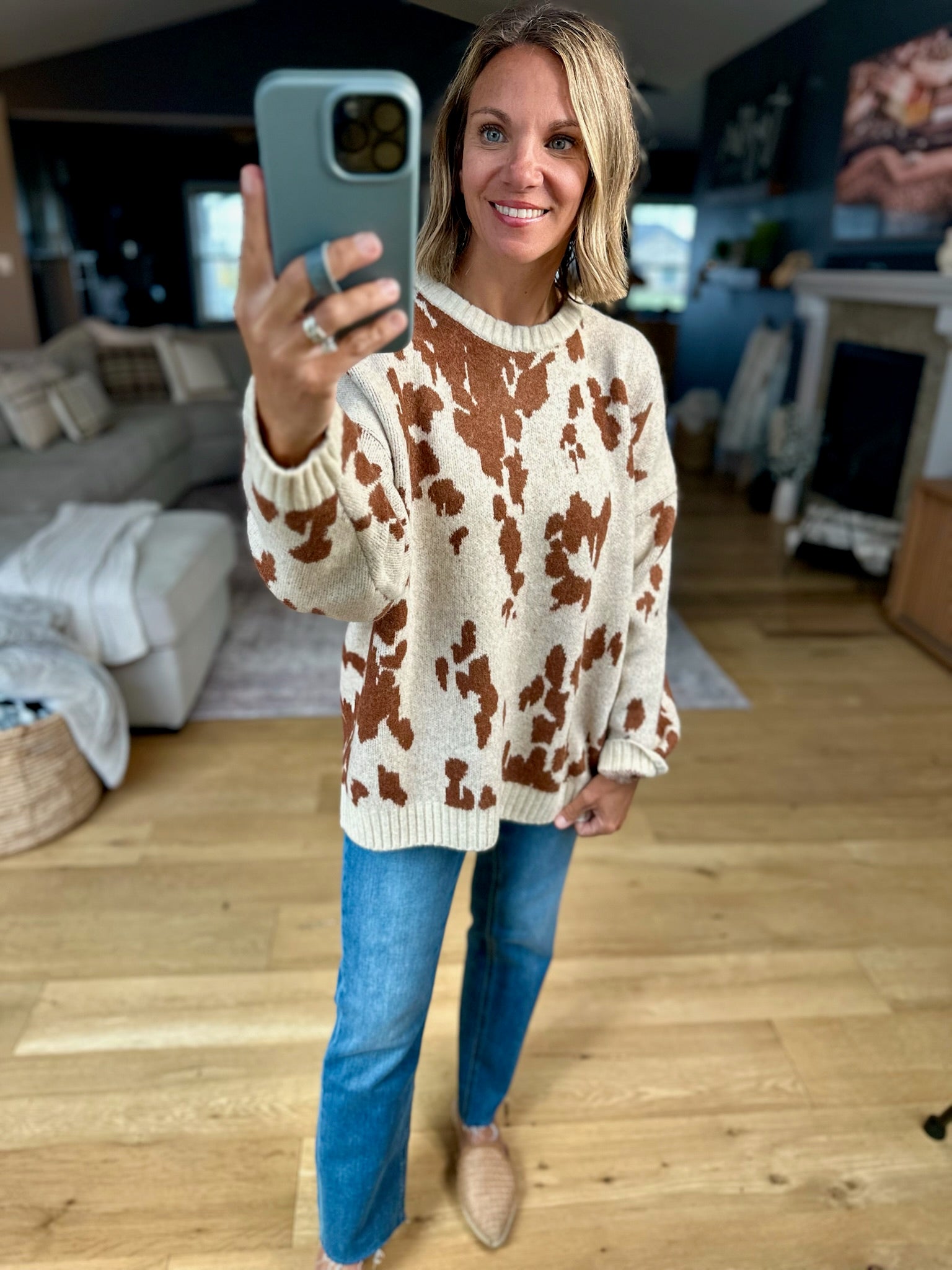 Spotted By You Printed Sweater-By Together-Anna Kaytes Boutique, Women's Fashion Boutique in Grinnell, Iowa