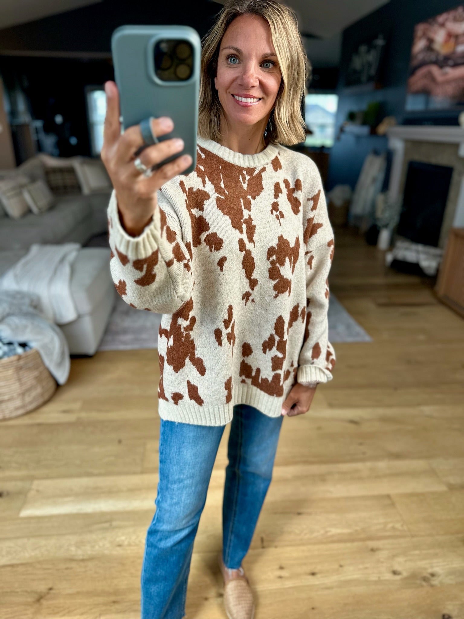 Spotted By You Printed Sweater-By Together-Anna Kaytes Boutique, Women's Fashion Boutique in Grinnell, Iowa