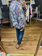 Not So Typical Patterned Top - Navy-Eesome-Anna Kaytes Boutique, Women's Fashion Boutique in Grinnell, Iowa