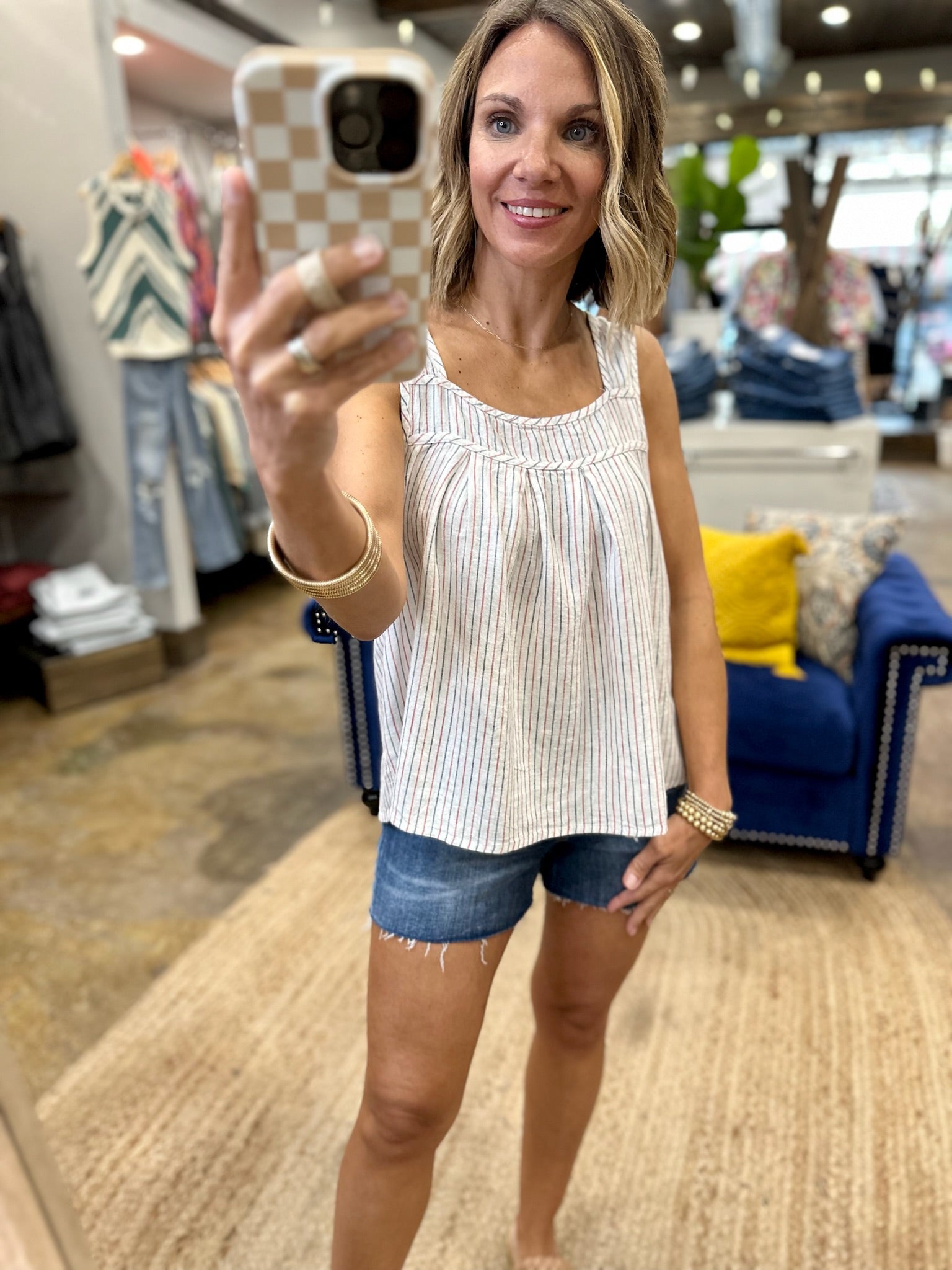 Fun & Freedom Striped Top - Ivory Combo-Thread & Supply-Anna Kaytes Boutique, Women's Fashion Boutique in Grinnell, Iowa