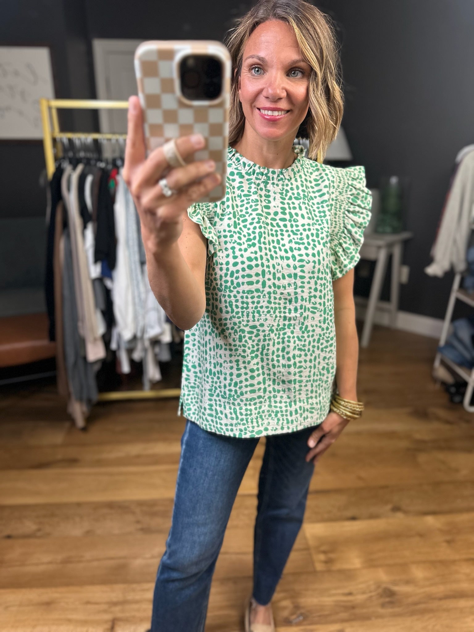 Something Just Like This Flutter Sleeve Top - Green-Jodifl-Anna Kaytes Boutique, Women's Fashion Boutique in Grinnell, Iowa