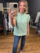 Something Just Like This Flutter Sleeve Top - Green-Jodifl-Anna Kaytes Boutique, Women's Fashion Boutique in Grinnell, Iowa
