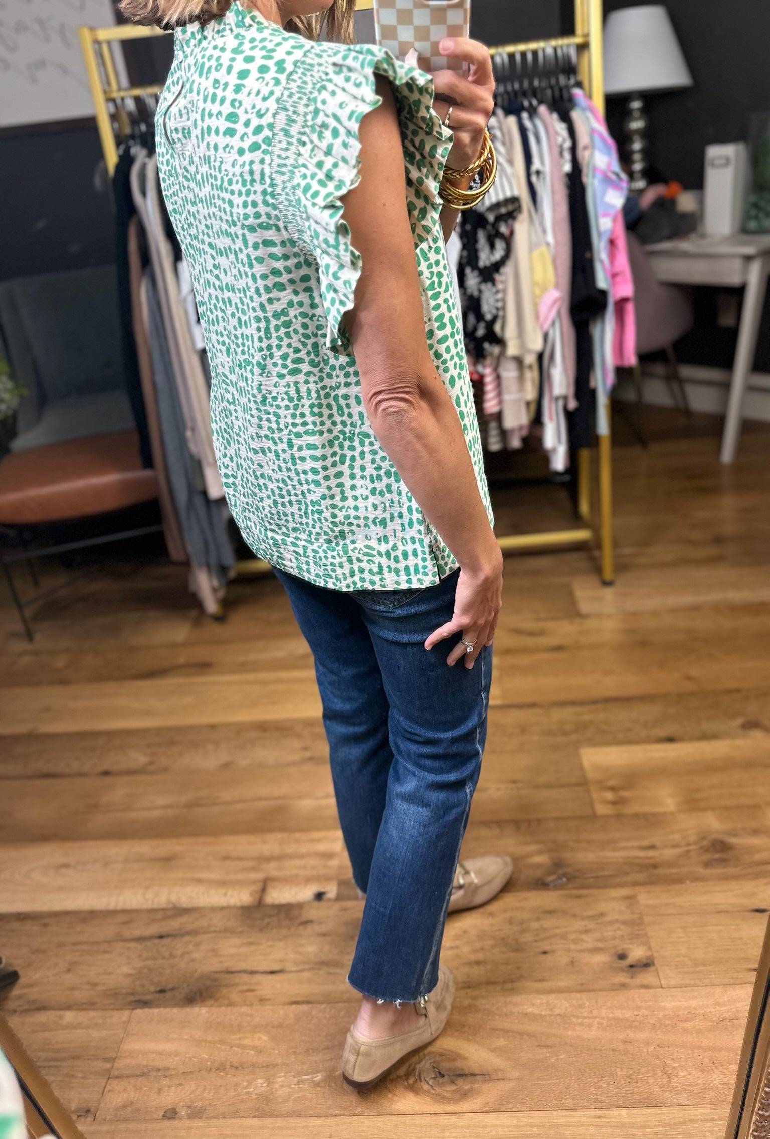 Something Just Like This Flutter Sleeve Top - Green-Jodifl-Anna Kaytes Boutique, Women's Fashion Boutique in Grinnell, Iowa