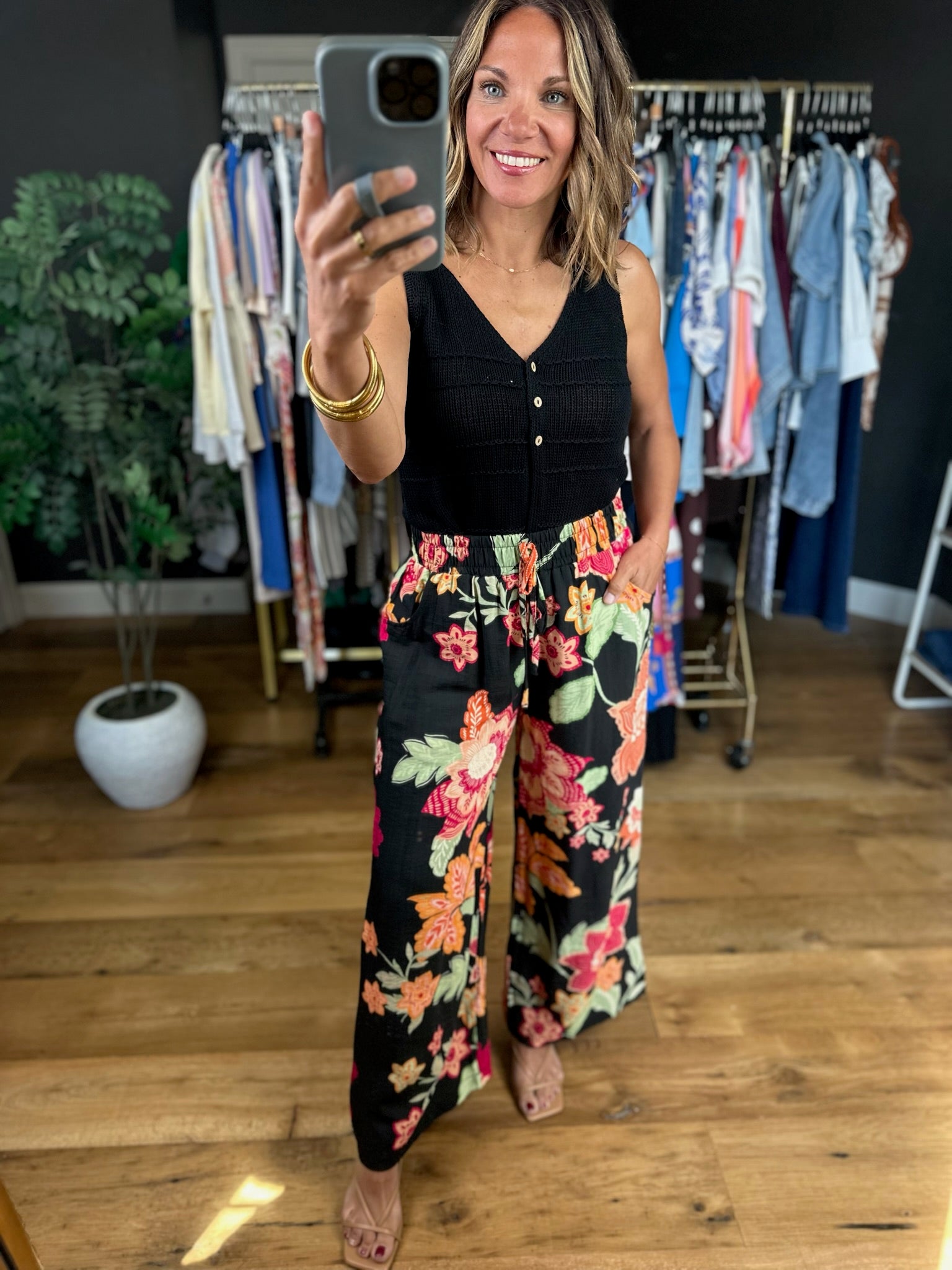 Favorite Place Floral Pants-Pants-Umgee-Anna Kaytes Boutique, Women's Fashion Boutique in Grinnell, Iowa