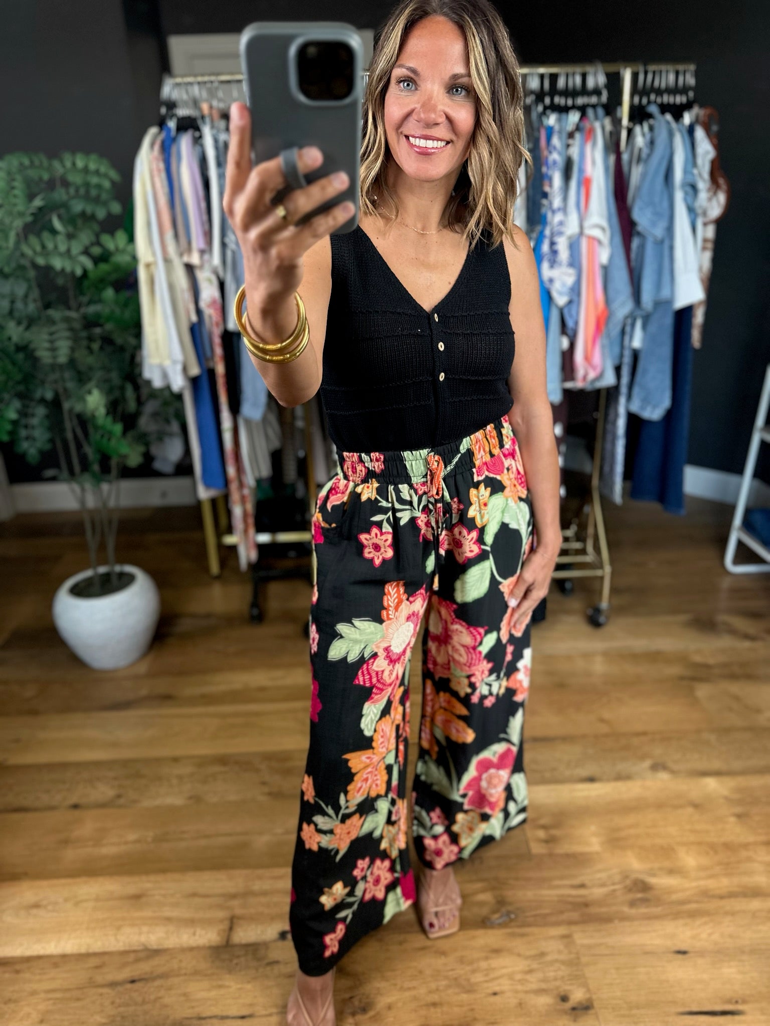 Favorite Place Floral Pants-Pants-Umgee-Anna Kaytes Boutique, Women's Fashion Boutique in Grinnell, Iowa