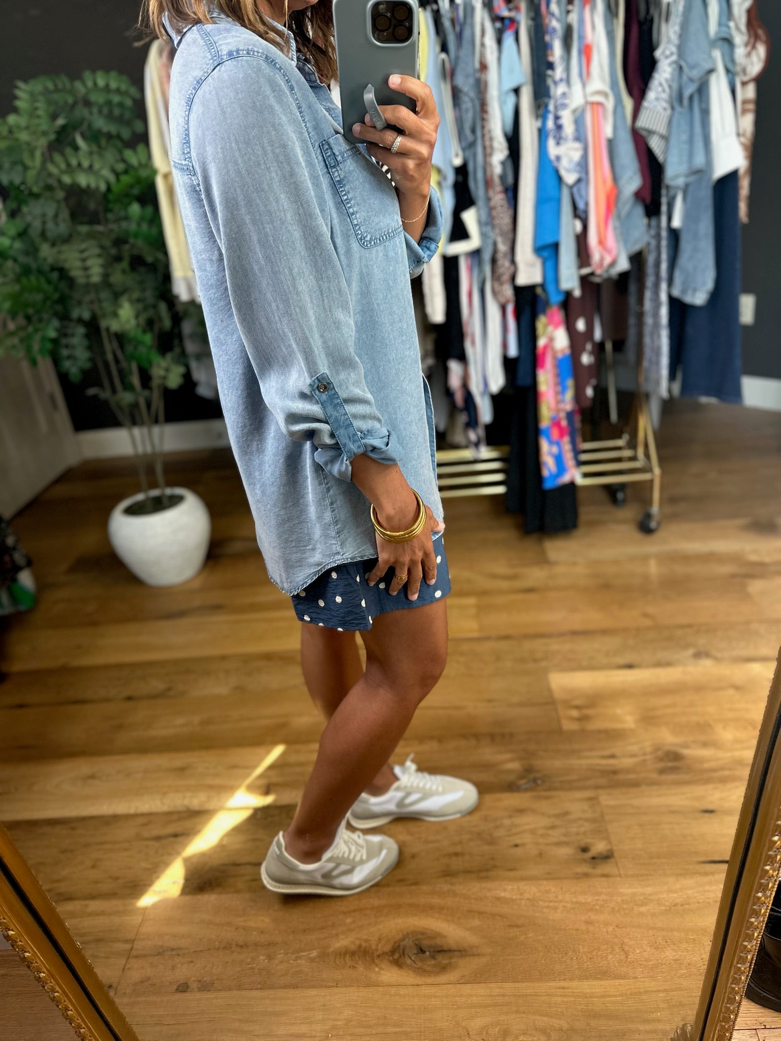 Heading Up Button-Down Tencel Top-Long Sleeves-Doe & Rae-Anna Kaytes Boutique, Women's Fashion Boutique in Grinnell, Iowa