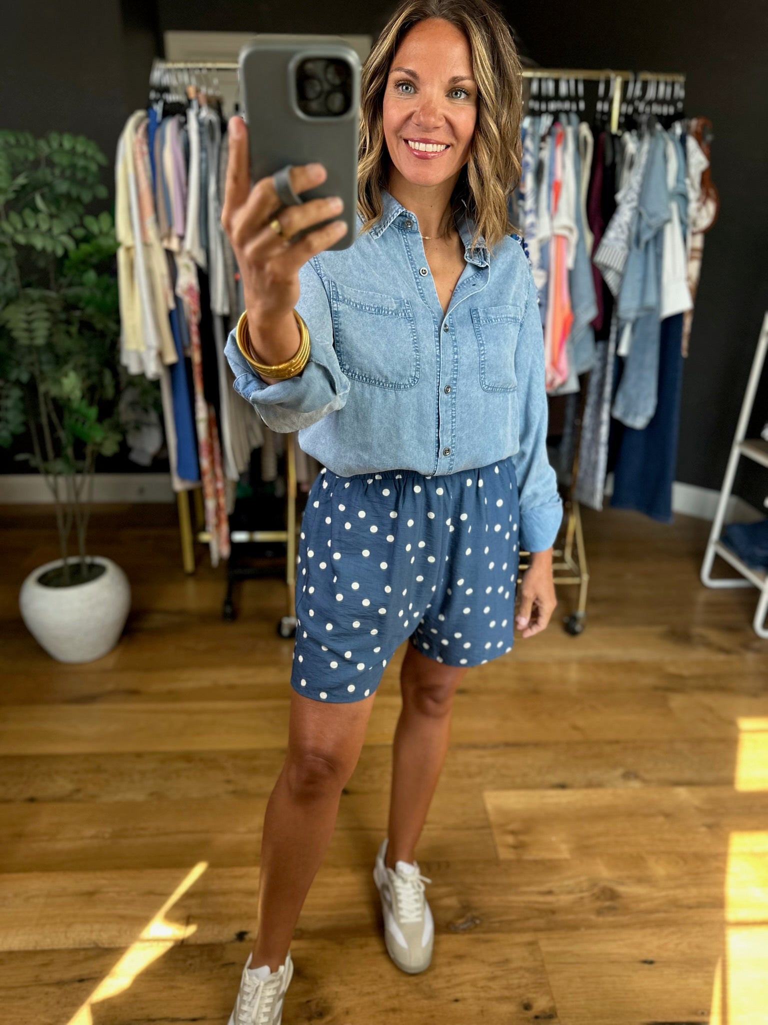 Heading Up Button-Down Tencel Top-Long Sleeves-Doe & Rae-Anna Kaytes Boutique, Women's Fashion Boutique in Grinnell, Iowa