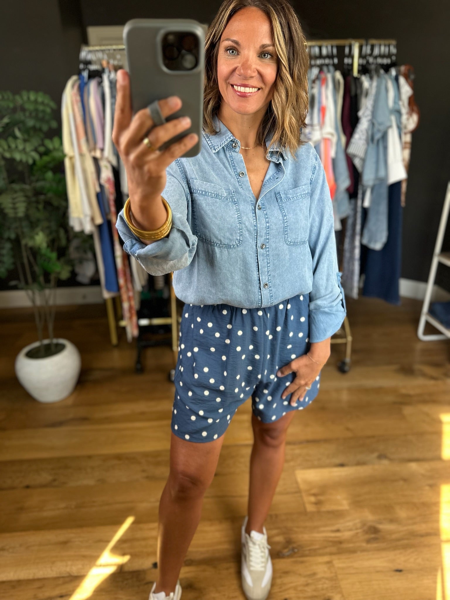 Heading Up Button-Down Tencel Top-Long Sleeves-Doe & Rae-Anna Kaytes Boutique, Women's Fashion Boutique in Grinnell, Iowa