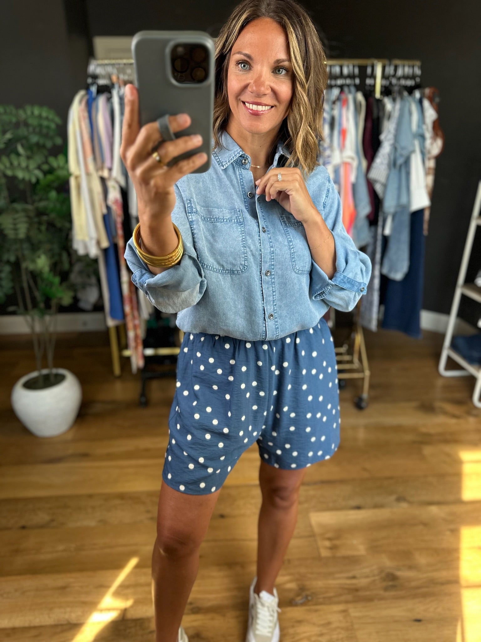 Heading Up Button-Down Tencel Top-Long Sleeves-Doe & Rae-Anna Kaytes Boutique, Women's Fashion Boutique in Grinnell, Iowa