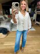 Ties Of My Heart Tie-Detail Blouse - Natural-Jodifl-Anna Kaytes Boutique, Women's Fashion Boutique in Grinnell, Iowa