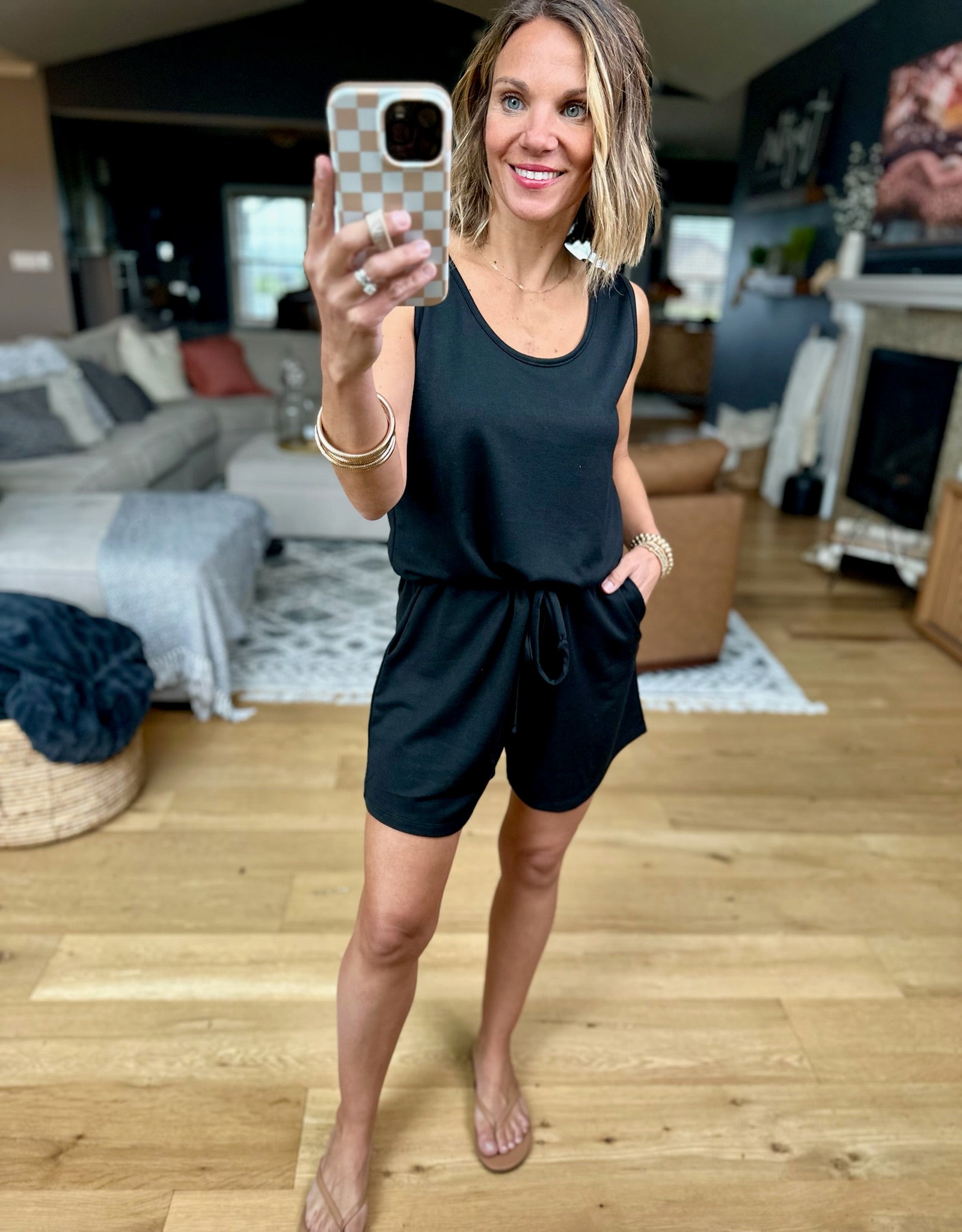 On My Own Pocket Romper - Black-Rompers-Staccato-Anna Kaytes Boutique, Women's Fashion Boutique in Grinnell, Iowa