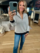 Think Of Me Textured Pullover (PRE-ORDER FOR BLACK/WHITE TO SHIP ETA 11/17; HEATHER GREY IN STOCK)-sweater-Doe & Rae-Anna Kaytes Boutique, Women's Fashion Boutique in Grinnell, Iowa