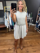 Remember the Day Knit & Twill Dress - Grey-Dresses-Ces Femme-Anna Kaytes Boutique, Women's Fashion Boutique in Grinnell, Iowa