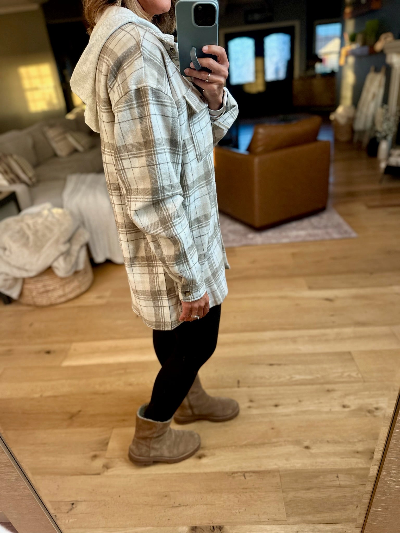 Around The Corner Hooded Shacket-Doe & Rae-Anna Kaytes Boutique, Women's Fashion Boutique in Grinnell, Iowa