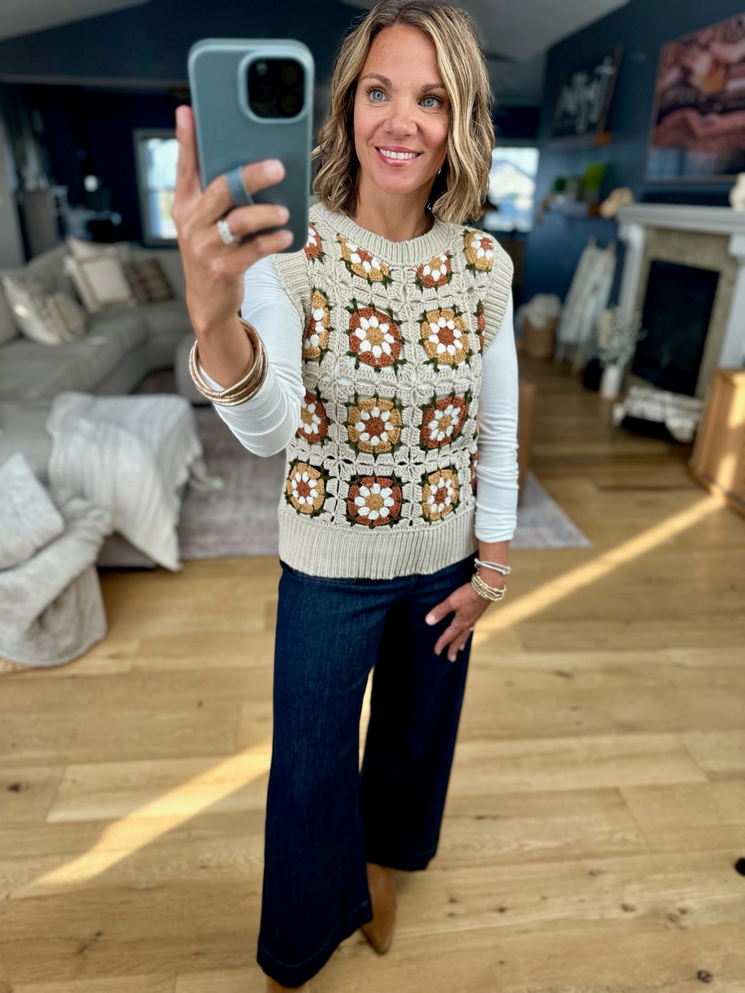 Inspired Feeling Crochet Knit Vest-sweater-Anniewear-Anna Kaytes Boutique, Women's Fashion Boutique in Grinnell, Iowa