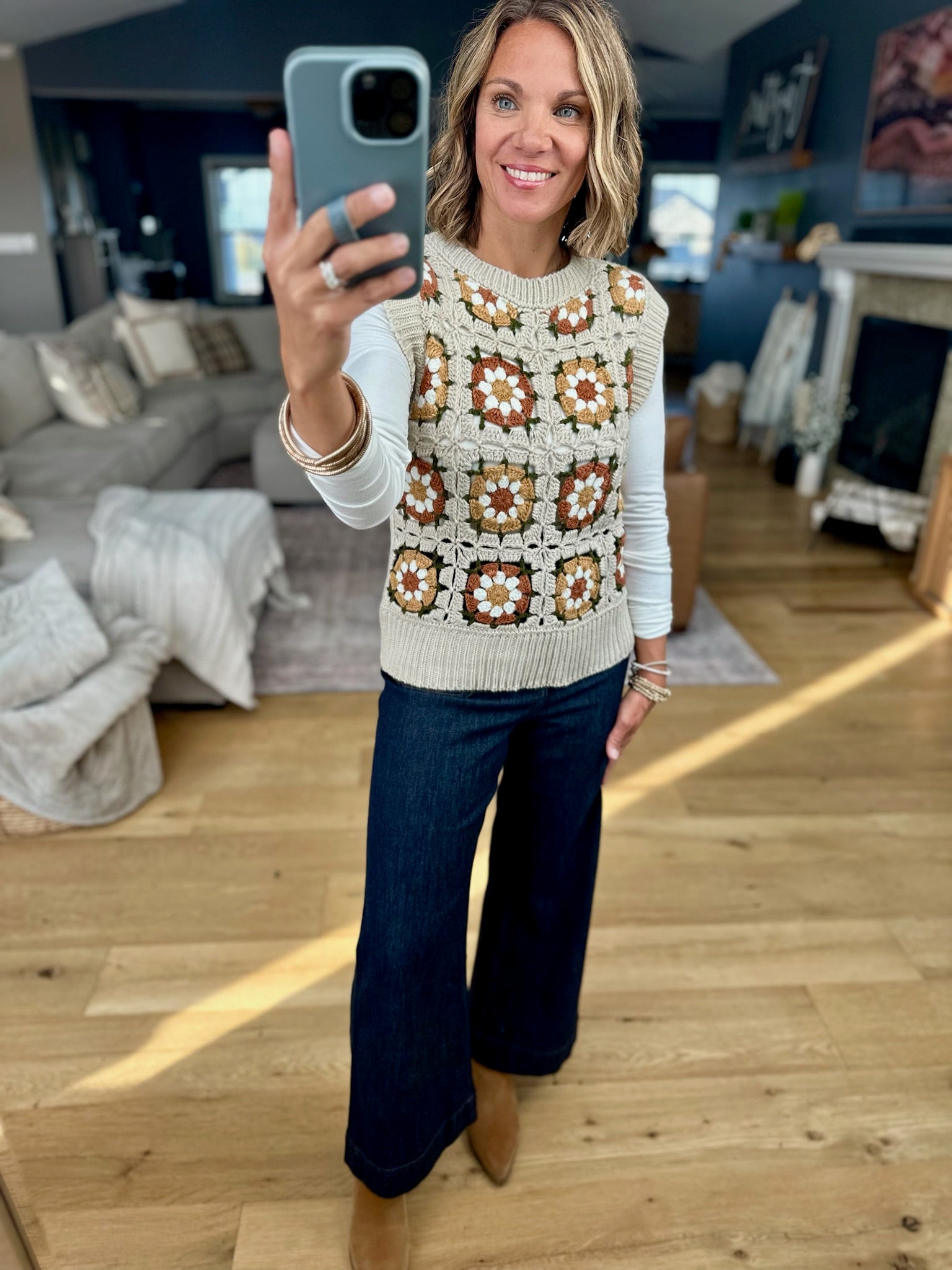 Inspired Feeling Crochet Knit Vest-Anniewear-Anna Kaytes Boutique, Women's Fashion Boutique in Grinnell, Iowa