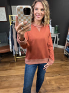 Fall Beginnings Triangle Crew Long Sleeve Top - Rust-Staccato-Anna Kaytes Boutique, Women's Fashion Boutique in Grinnell, Iowa