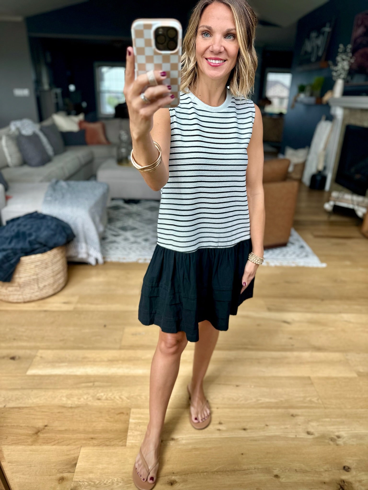 Walk On By Striped Dress - Cream/Black-Wishlist-Anna Kaytes Boutique, Women's Fashion Boutique in Grinnell, Iowa