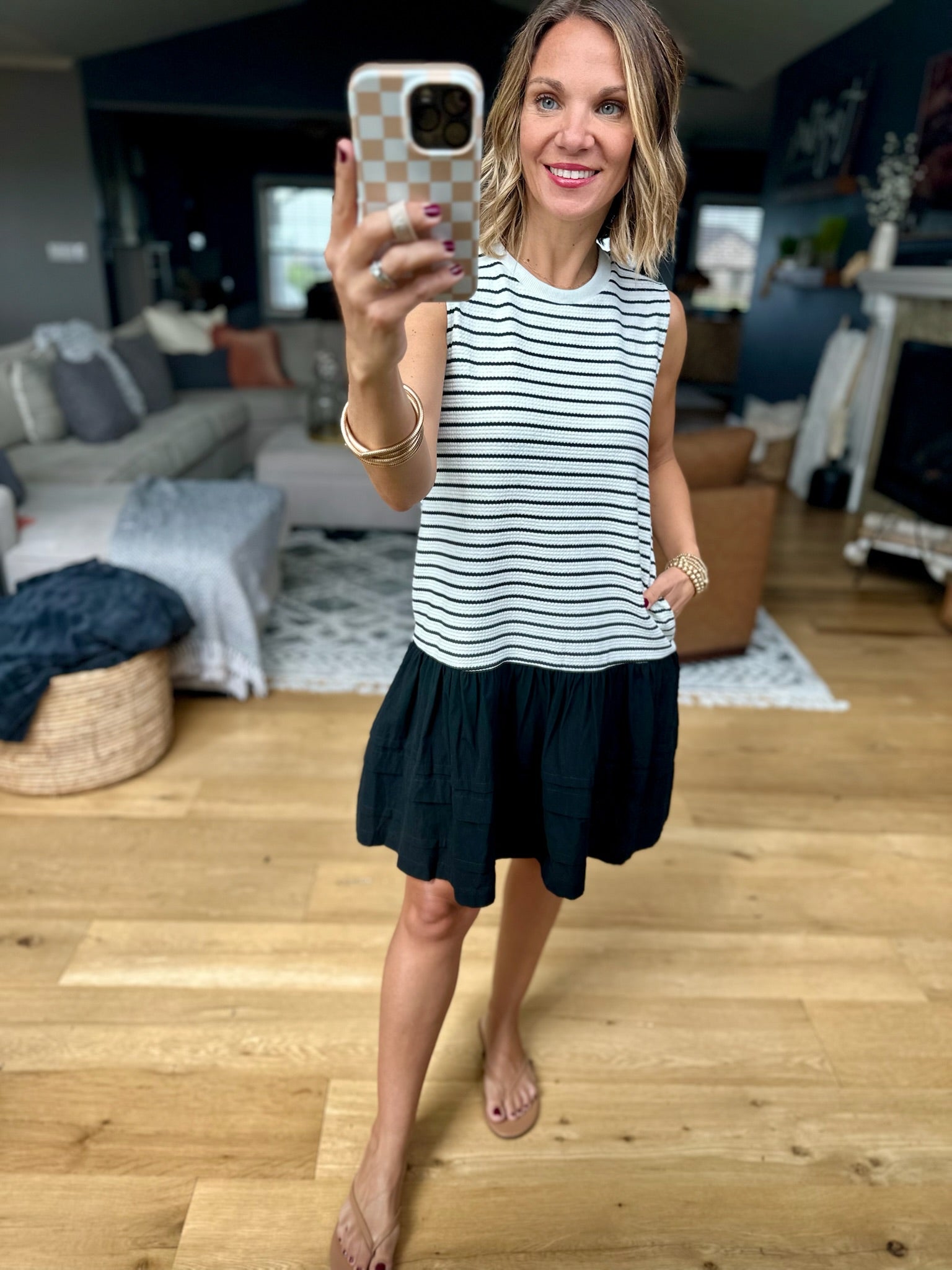 Walk On By Striped Dress - Cream/Black-Wishlist-Anna Kaytes Boutique, Women's Fashion Boutique in Grinnell, Iowa
