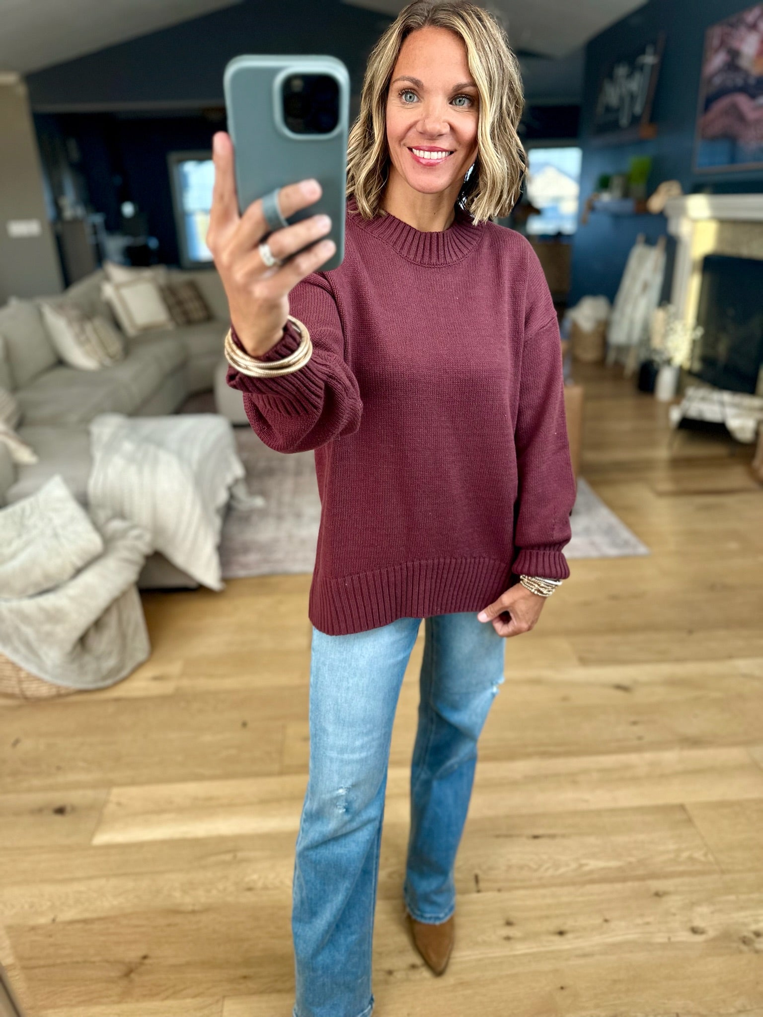 Higher Ground Knit Mock-Neck Sweater-sweater-Wishlist-Anna Kaytes Boutique, Women's Fashion Boutique in Grinnell, Iowa