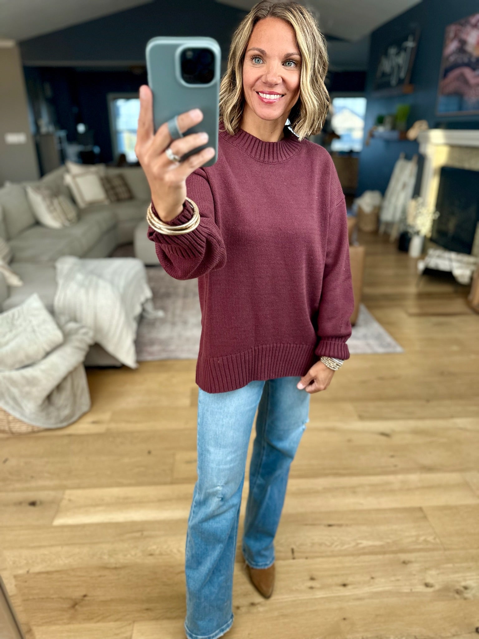 Higher Ground Knit Mock-Neck Sweater-sweater-Wishlist-Anna Kaytes Boutique, Women's Fashion Boutique in Grinnell, Iowa