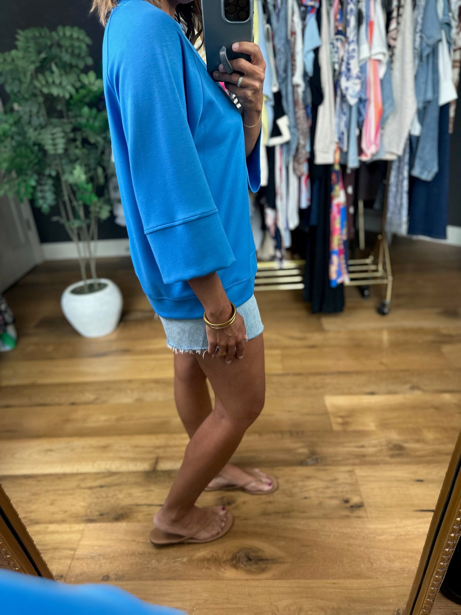 Fresh Air Feeling Scuba Top-Short Sleeves-Umgee-Anna Kaytes Boutique, Women's Fashion Boutique in Grinnell, Iowa