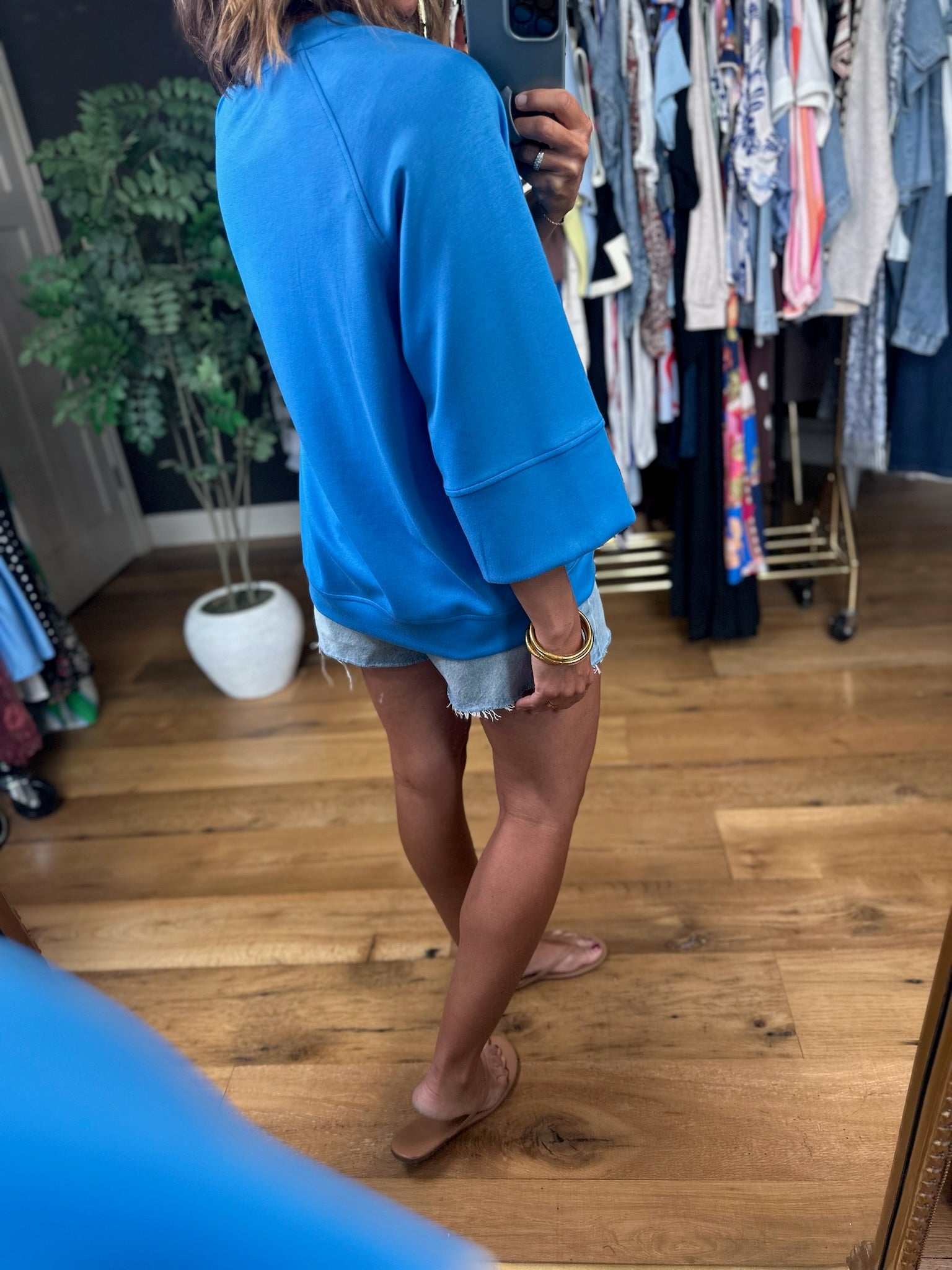 Fresh Air Feeling Scuba Top-Short Sleeves-Umgee-Anna Kaytes Boutique, Women's Fashion Boutique in Grinnell, Iowa