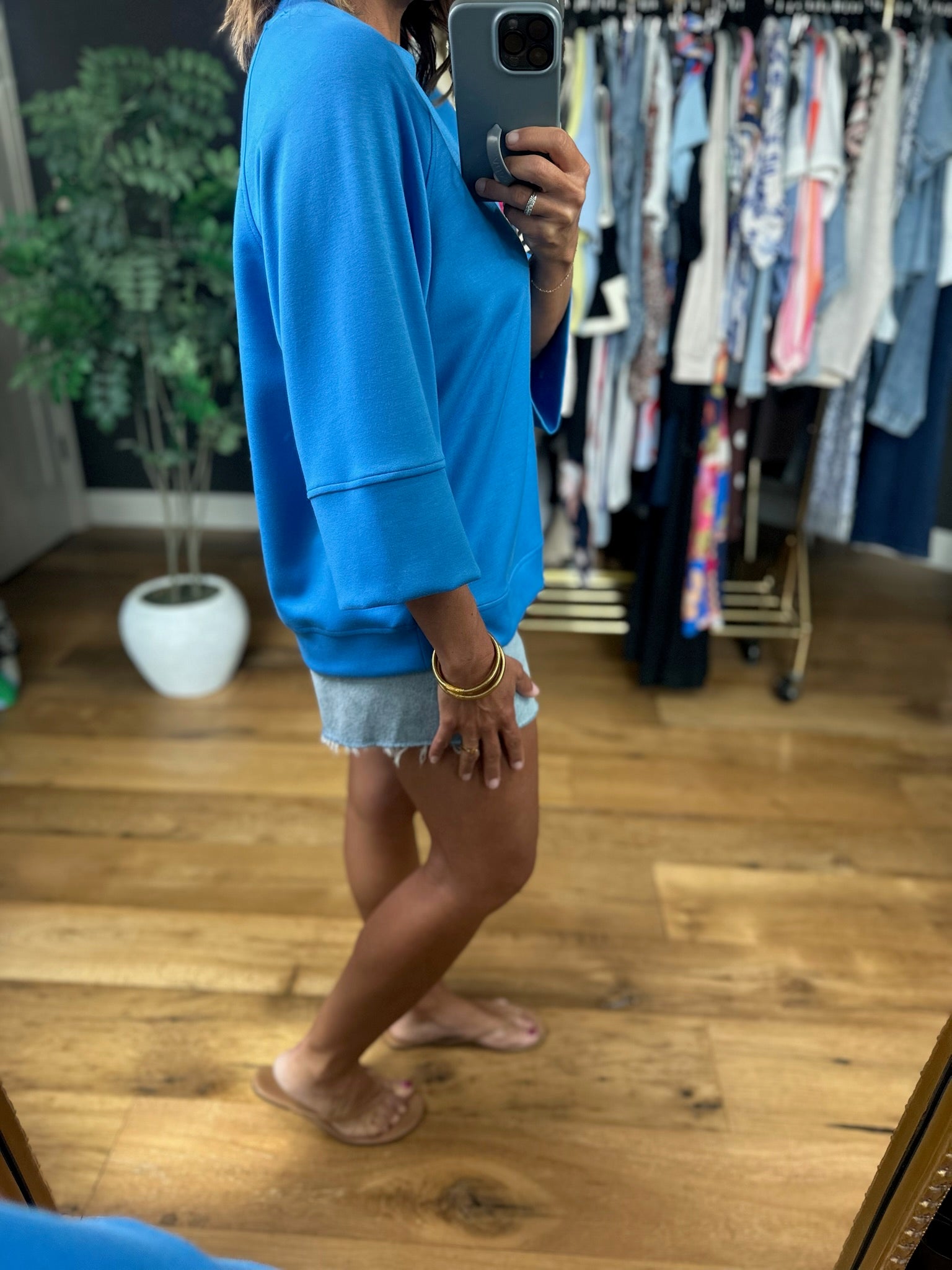 Fresh Air Feeling Scuba Top-Short Sleeves-Umgee-Anna Kaytes Boutique, Women's Fashion Boutique in Grinnell, Iowa