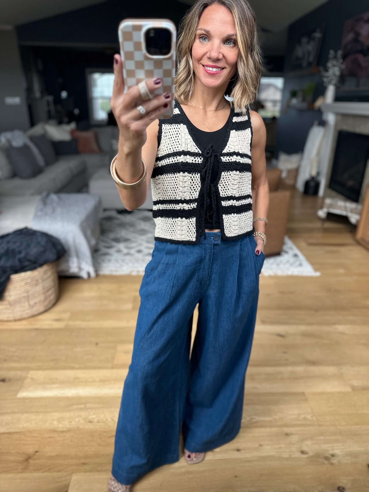 The Willow Wide-Leg Pleated Pants - Chambray-Jeans-Blu Pepper-Anna Kaytes Boutique, Women's Fashion Boutique in Grinnell, Iowa