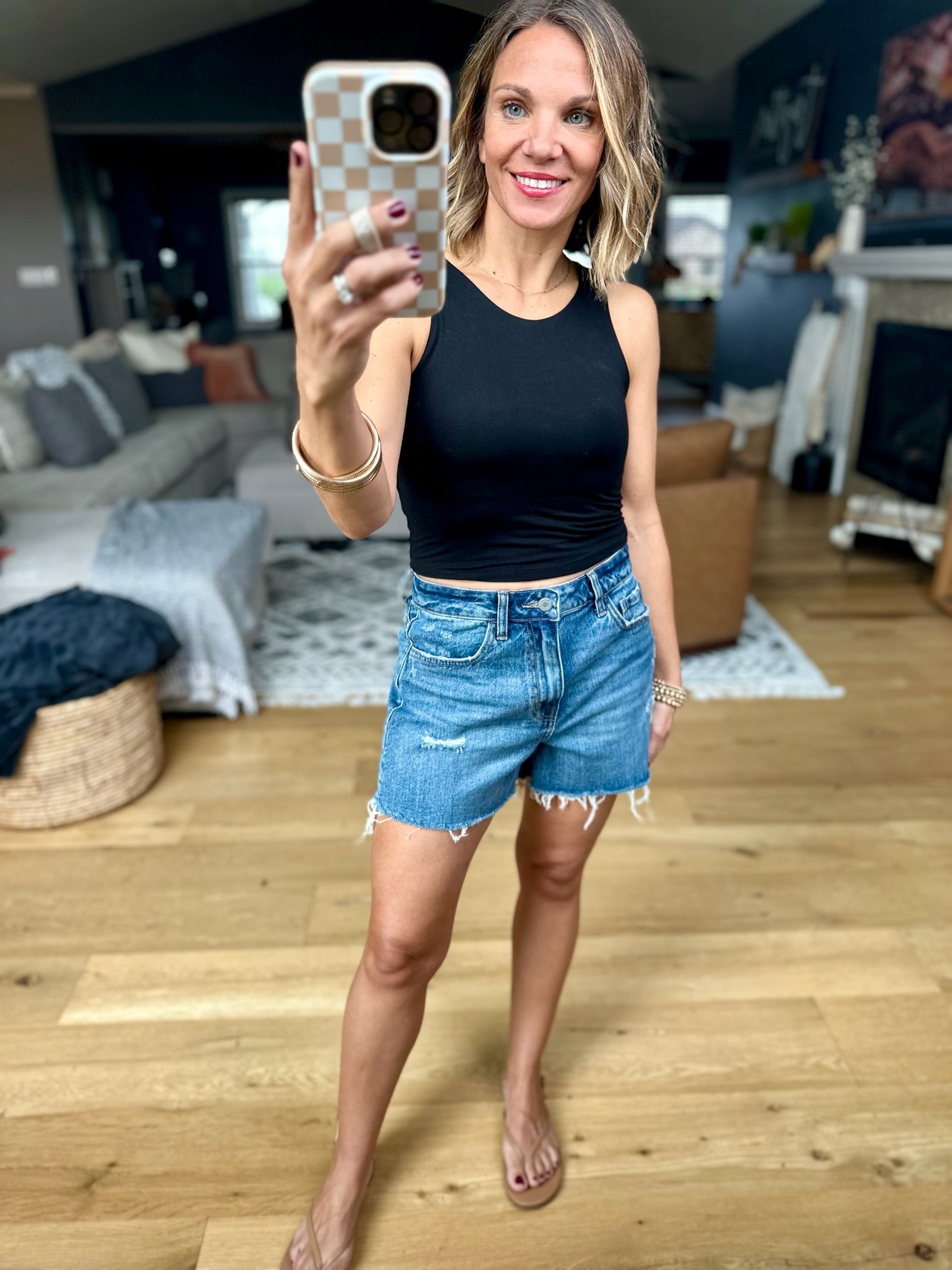 The Devon High-Rise Denim Shorts-Shorts-Vervet-Anna Kaytes Boutique, Women's Fashion Boutique in Grinnell, Iowa